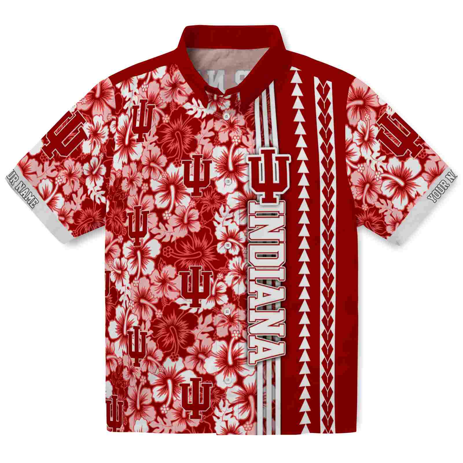 Keptsake Customized Indiana Hoosiers Hibiscus Arrows Red White Premium Hawaiian Shirt