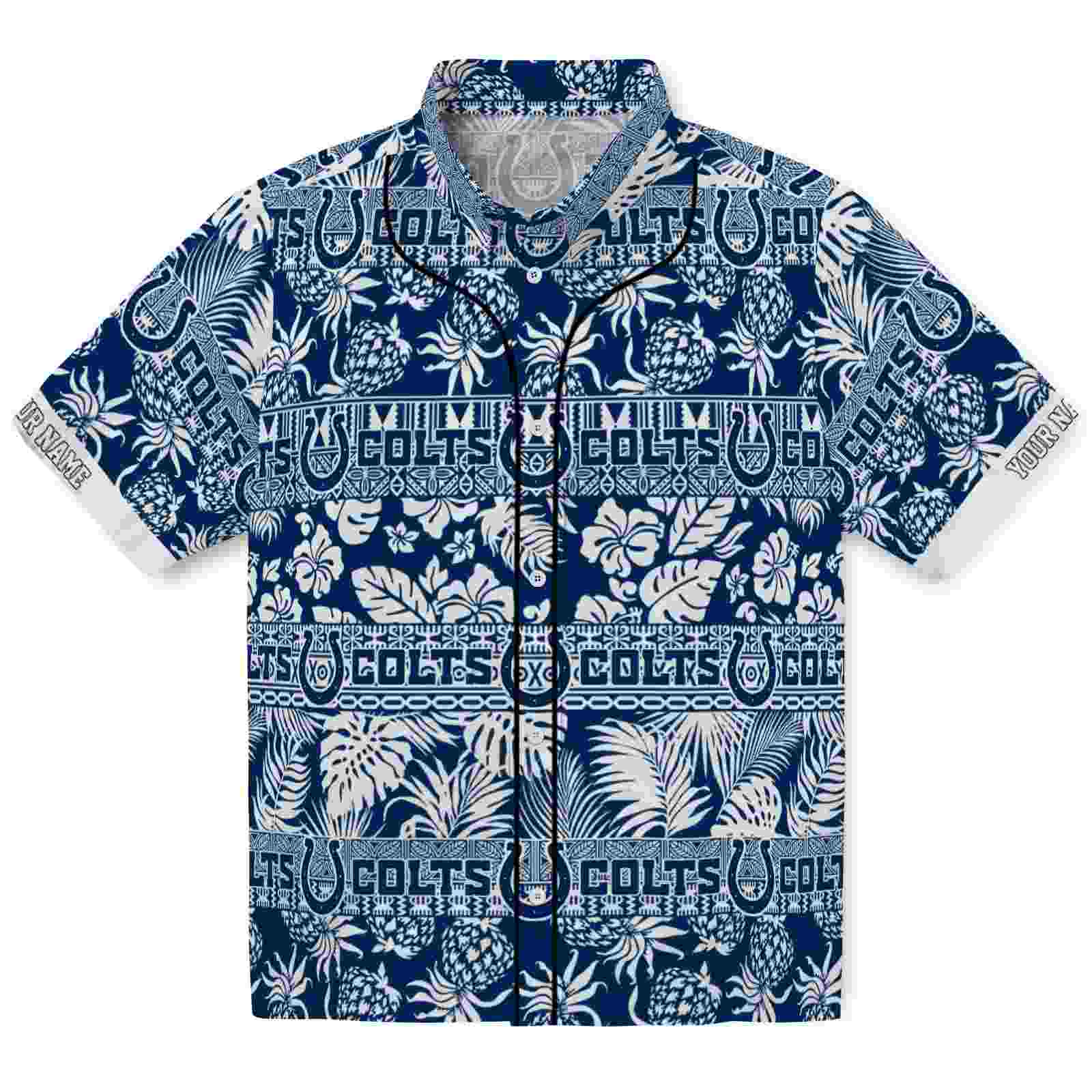 Keptsake Customized Indianapolis Colts Tribal Stripes Blue White Premium Hawaiian Shirt