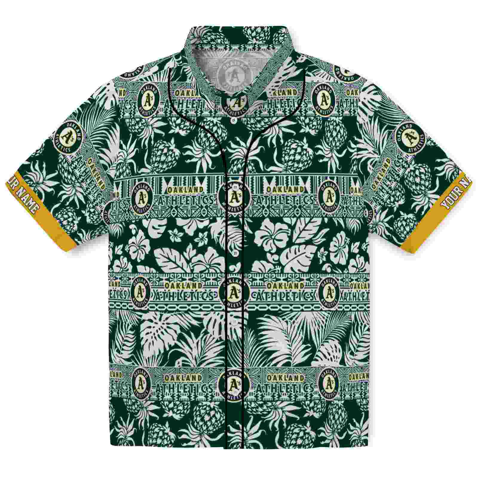 Keptsake Customized Oakland Athletics Tribal Stripes Green White Premium Hawaiian Shirt
