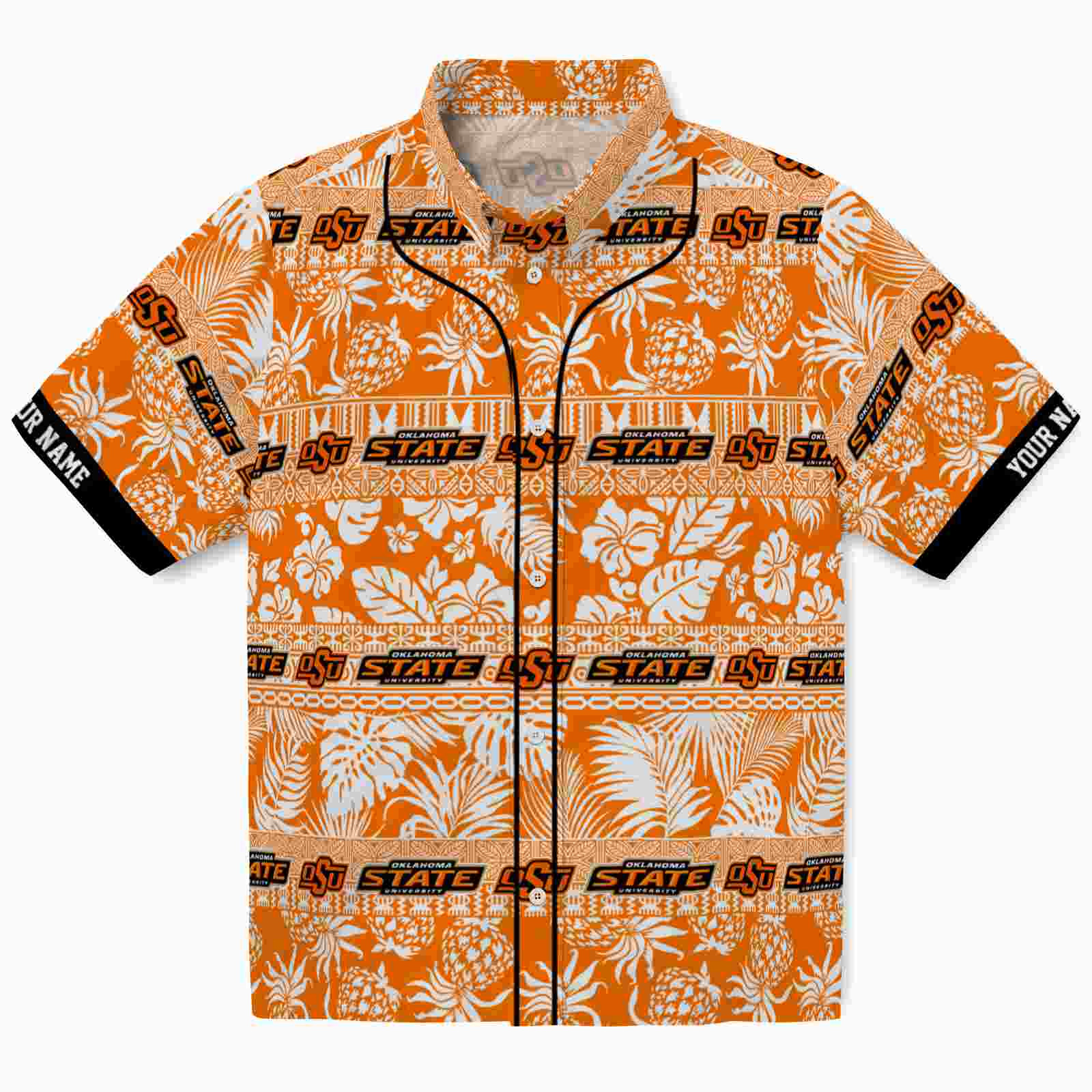 Keptsake Customized Oklahoma State Cowboys Tribal Stripes Orange White Premium Hawaiian Shirt