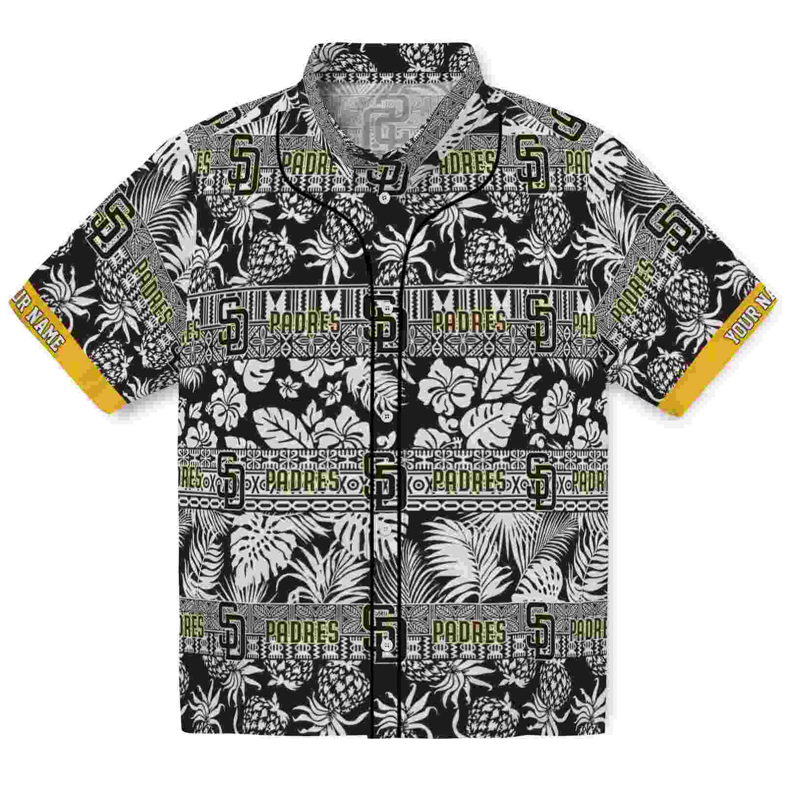 Keptsake Customized San Diego Padres Tribal Stripes Brown White Premium Hawaiian Shirt