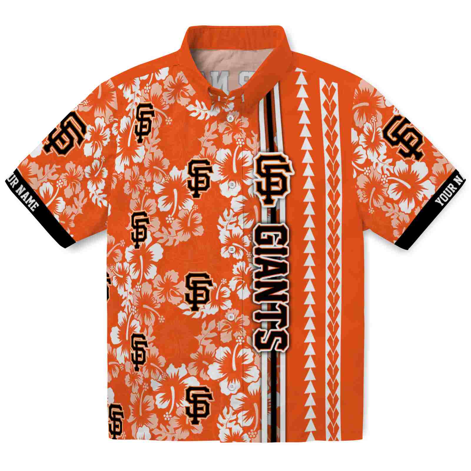 Keptsake Customized San Francisco Giants Hibiscus Arrows Orange White Premium Hawaiian Shirt