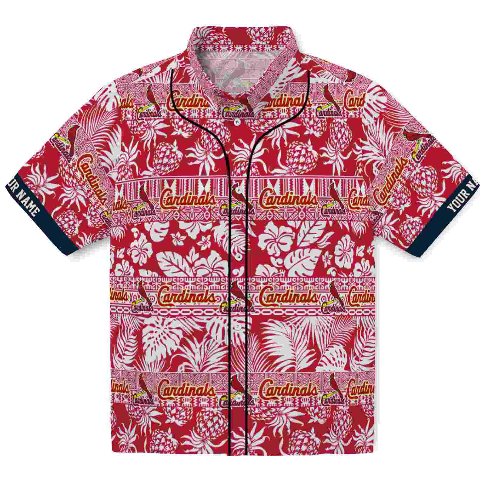 Keptsake Customized St. Louis Cardinals Tribal Stripes Red White Premium Hawaiian Shirt