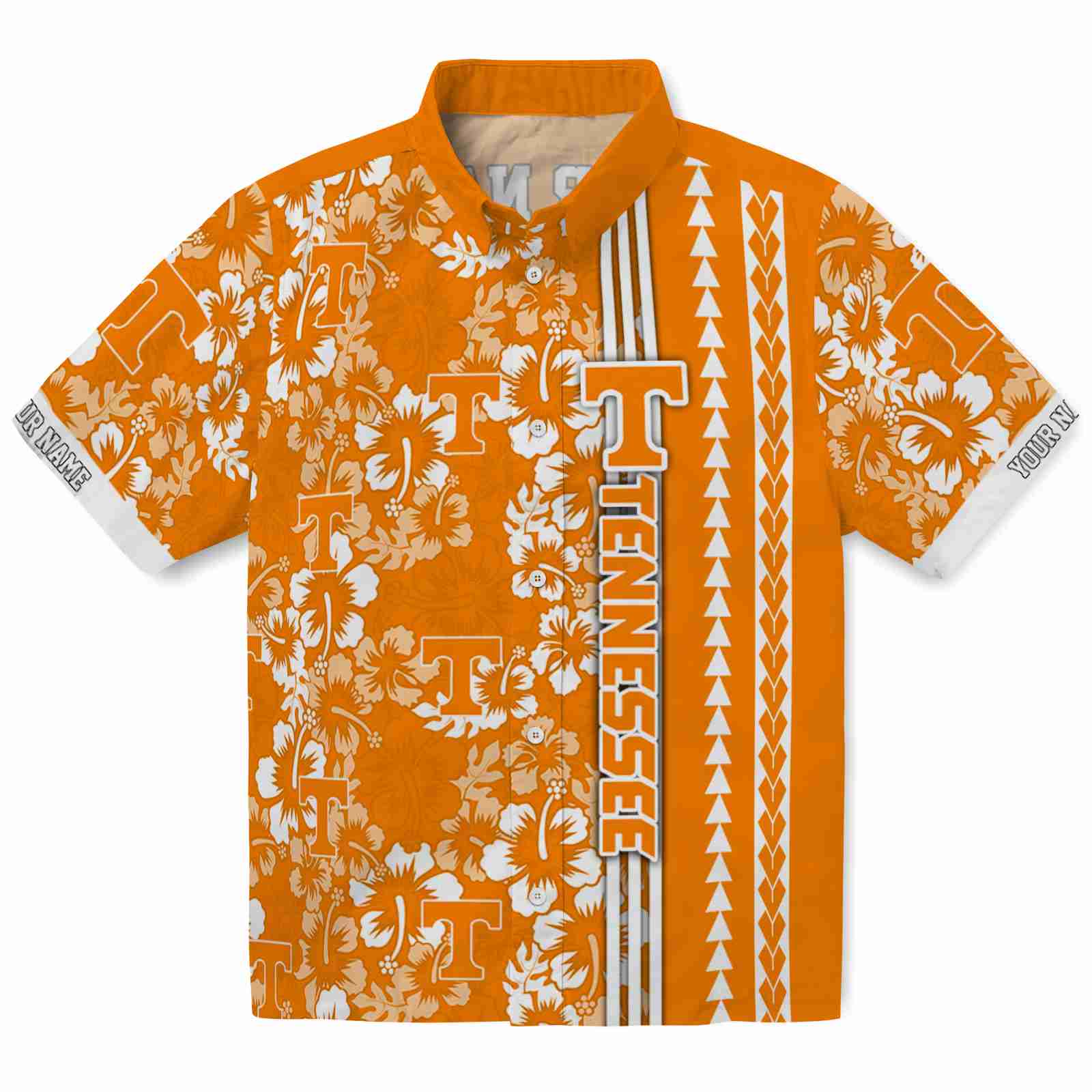 Keptsake Customized Tennessee Volunteers Hibiscus Arrows Orange White Premium Hawaiian Shirt