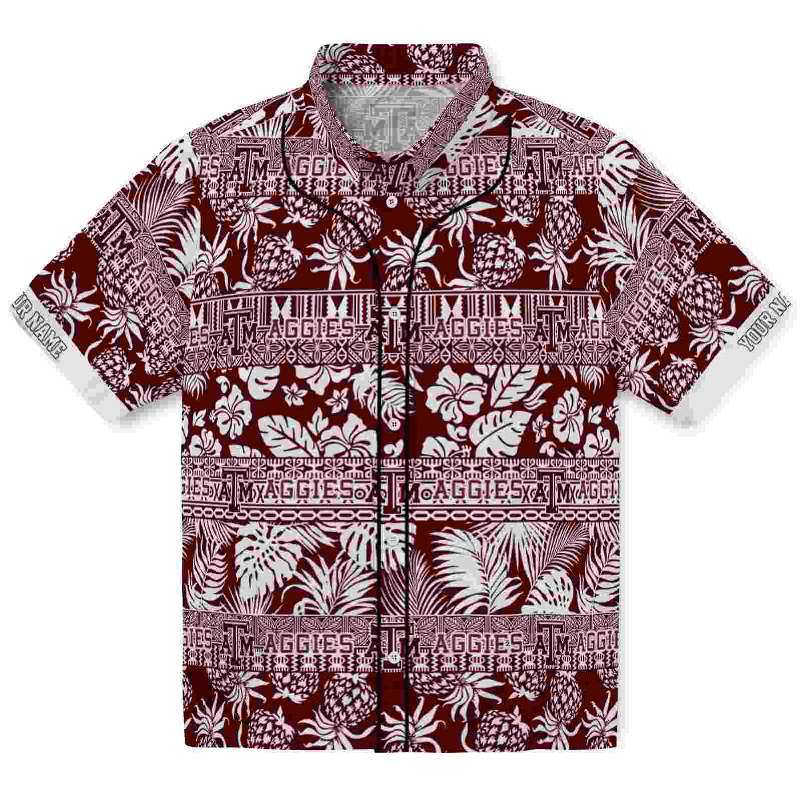 Keptsake Customized Texas A&M Aggies Tribal Stripes Maroon White Premium Hawaiian Shirt