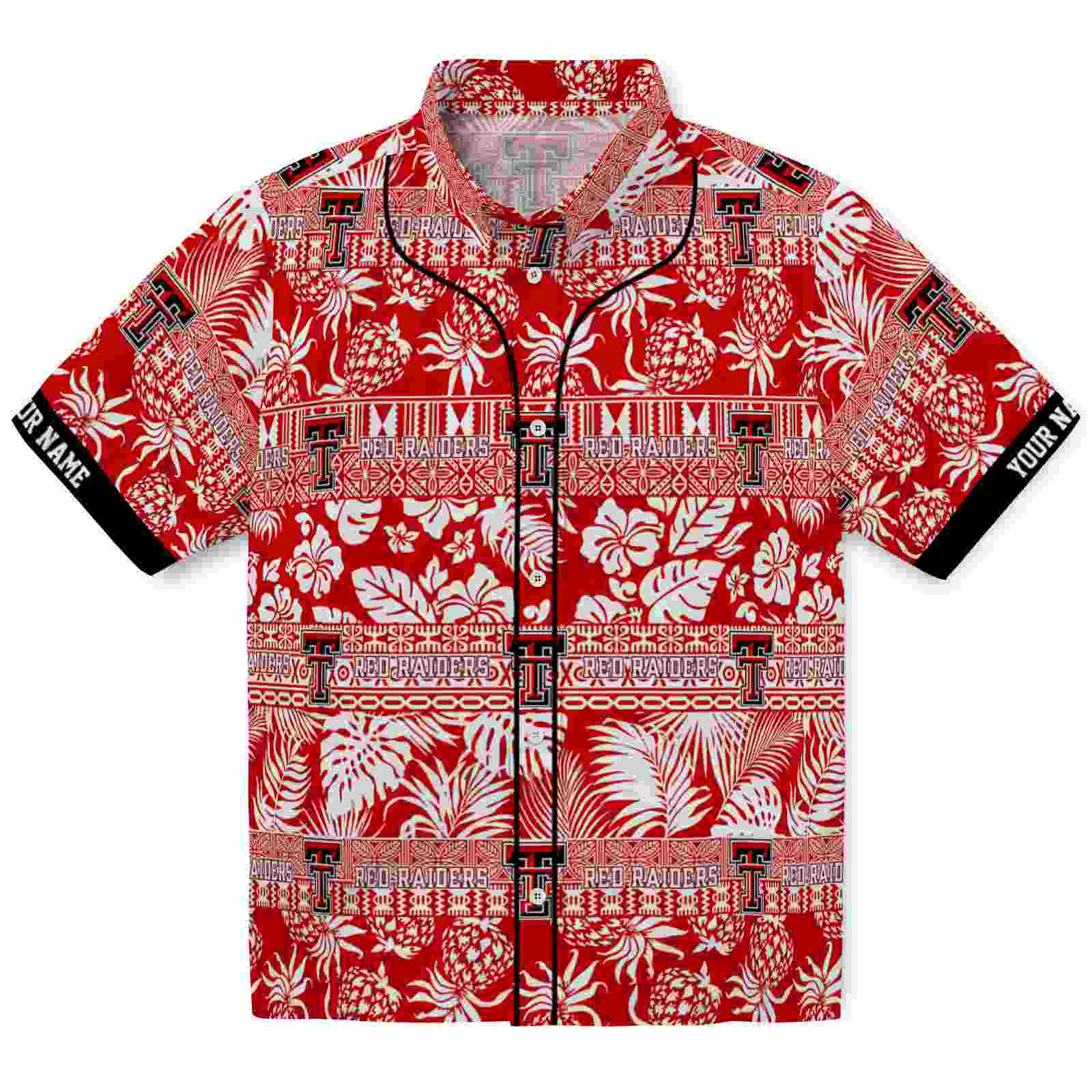 Keptsake Customized Texas Tech Red Raiders Tribal Stripes Red White Premium Hawaiian Shirt