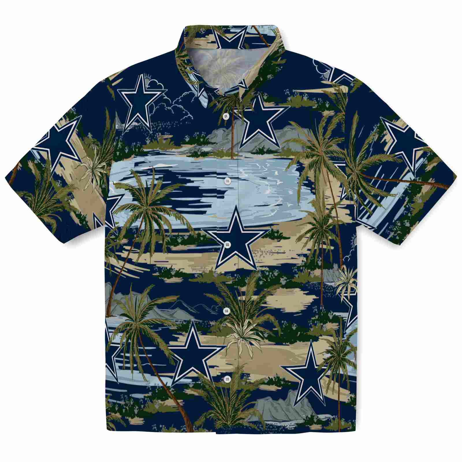 Keptsake Dallas Cowboys Palm Horizon Blue Premium Hawaiian Shirt