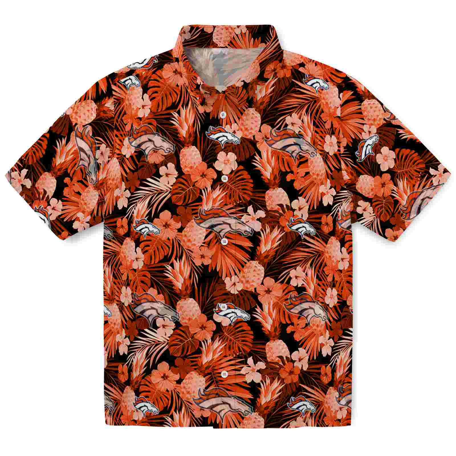 Keptsake Denver Broncos Floral Pineapple Orange Premium Hawaiian Shirt