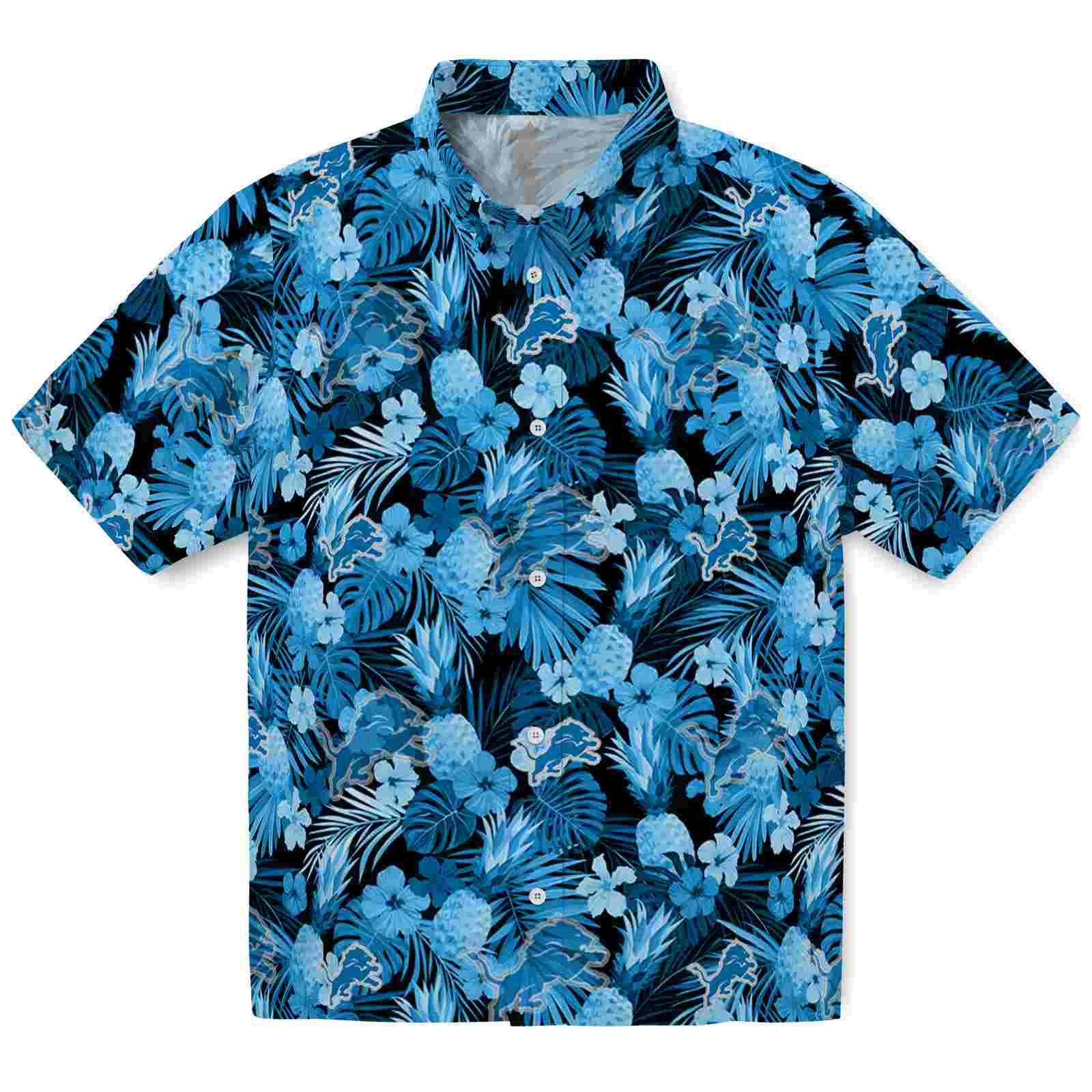 Keptsake Detroit Lions Floral Pineapple Blue Premium Hawaiian Shirt