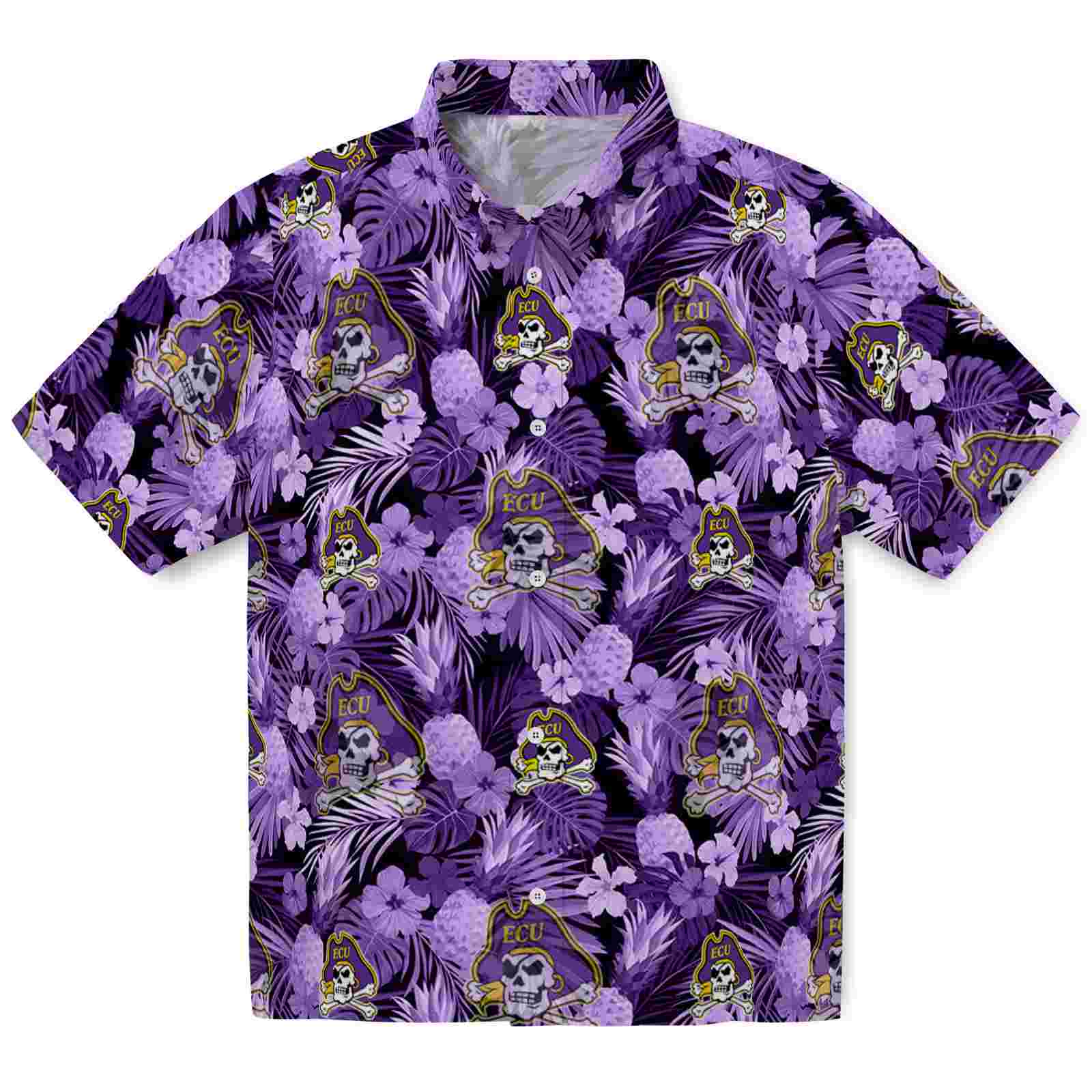 Keptsake East Carolina Pirates Floral Pineapple Purple Premium Hawaiian Shirt