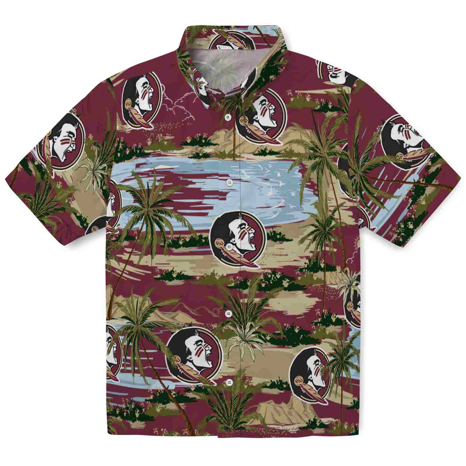 Keptsake Florida State Seminoles Palm Horizon Garnet Premium Hawaiian Shirt
