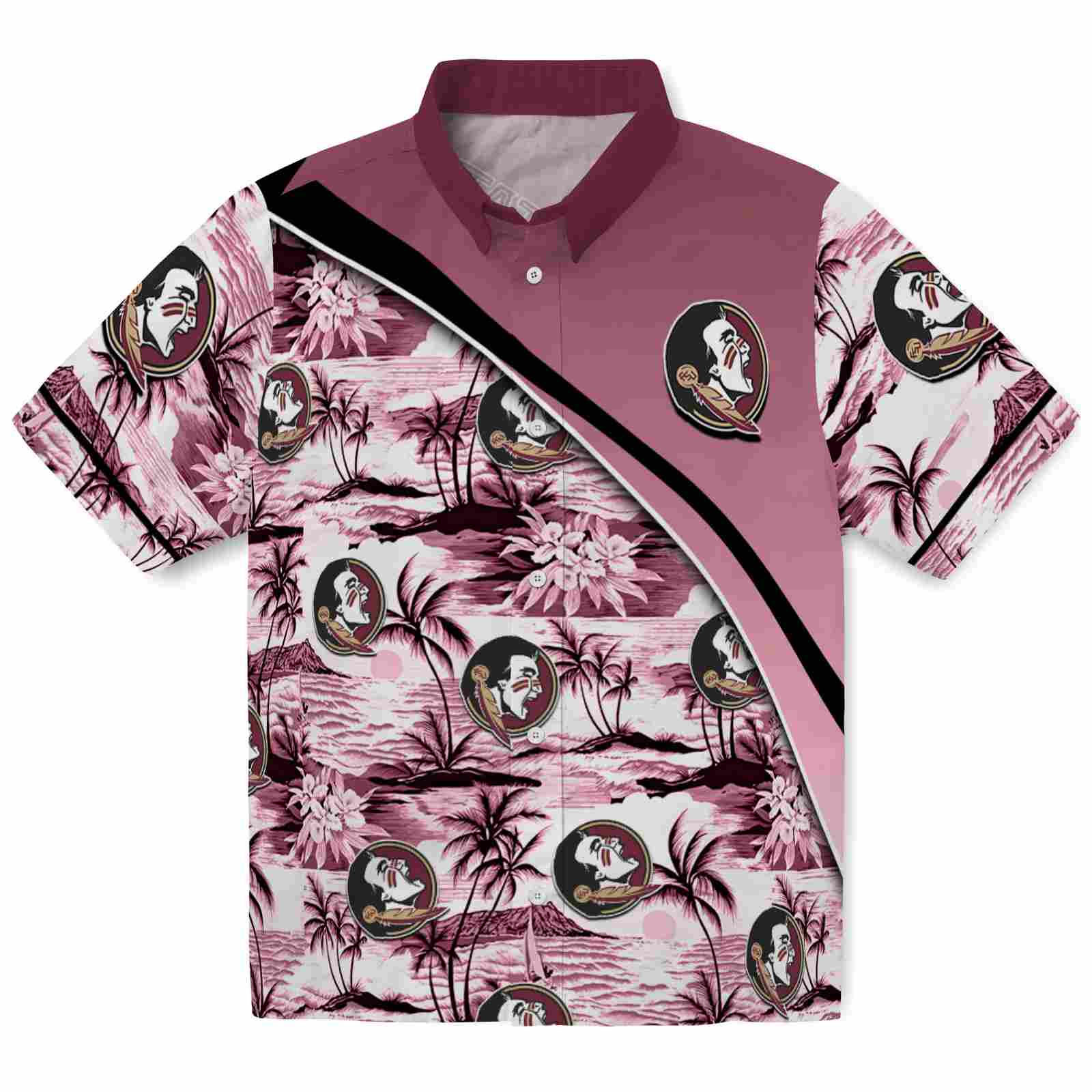 Keptsake Florida State Seminoles Sunset Palms Garnet White Premium Hawaiian Shirt