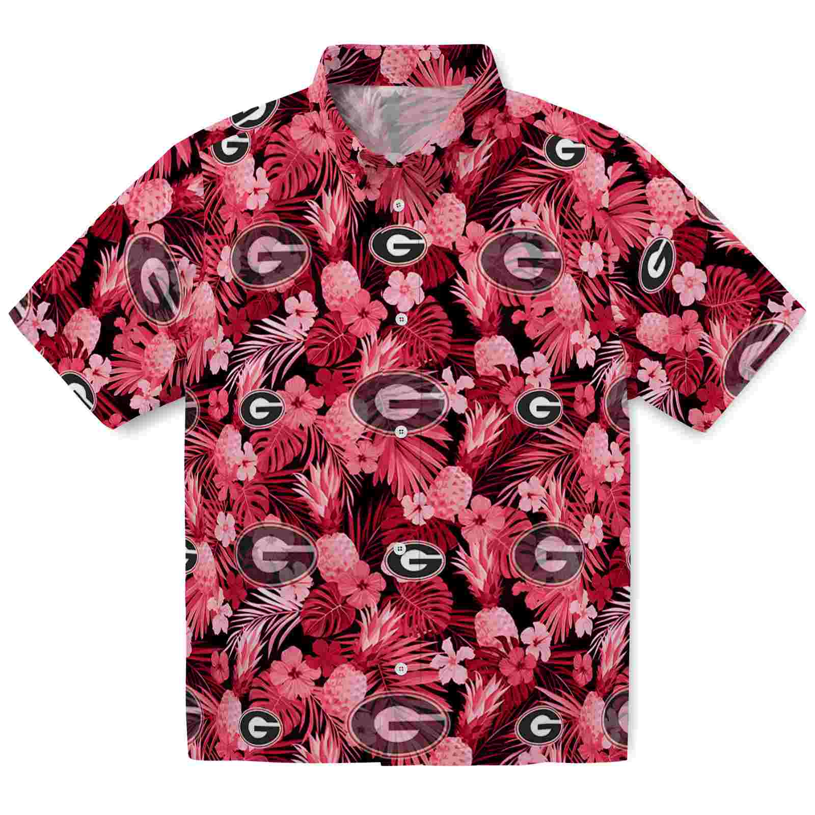 Keptsake Georgia Bulldogs Floral Pineapple Red Premium Hawaiian Shirt