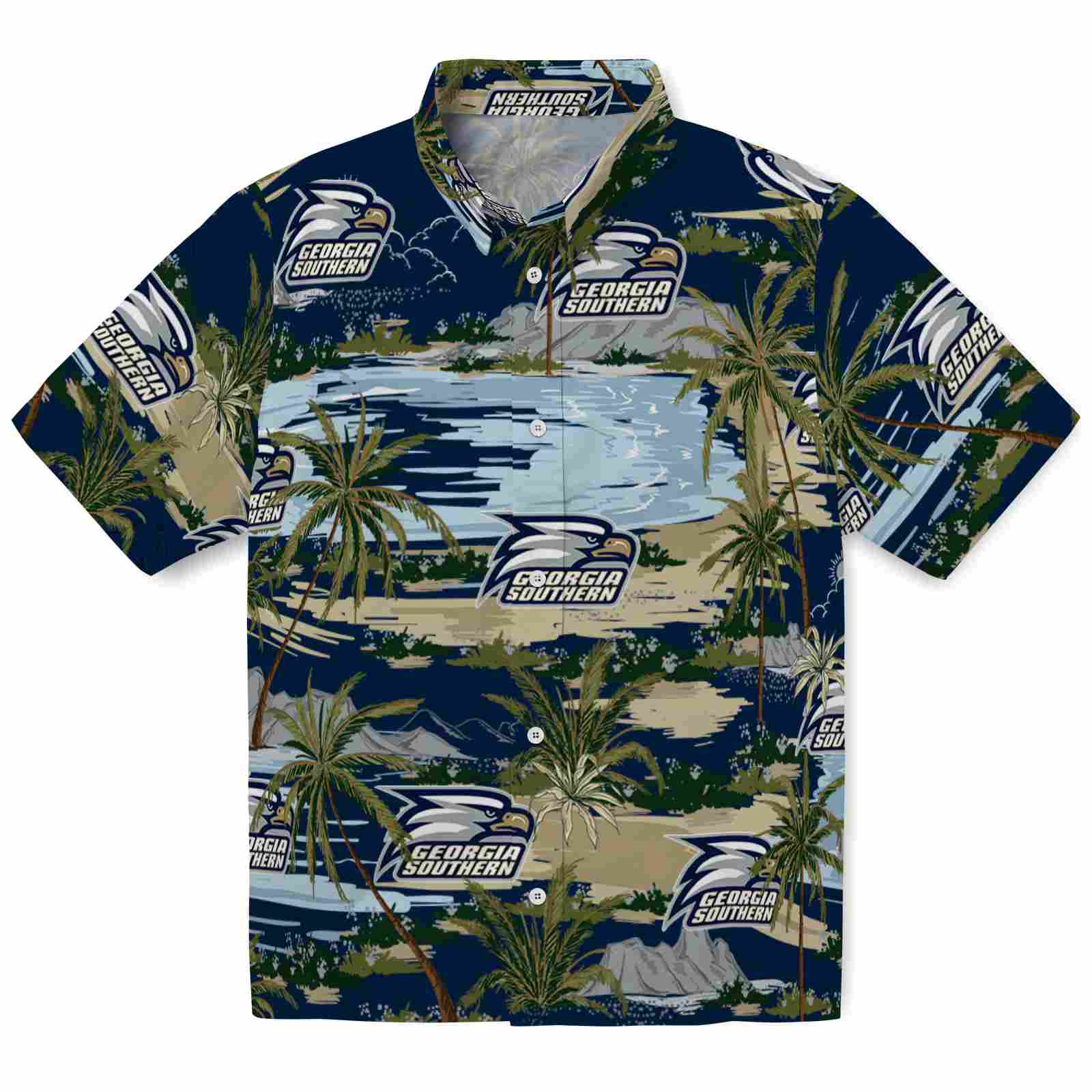 Keptsake Georgia Southern Eagles Palm Horizon Blue Premium Hawaiian Shirt