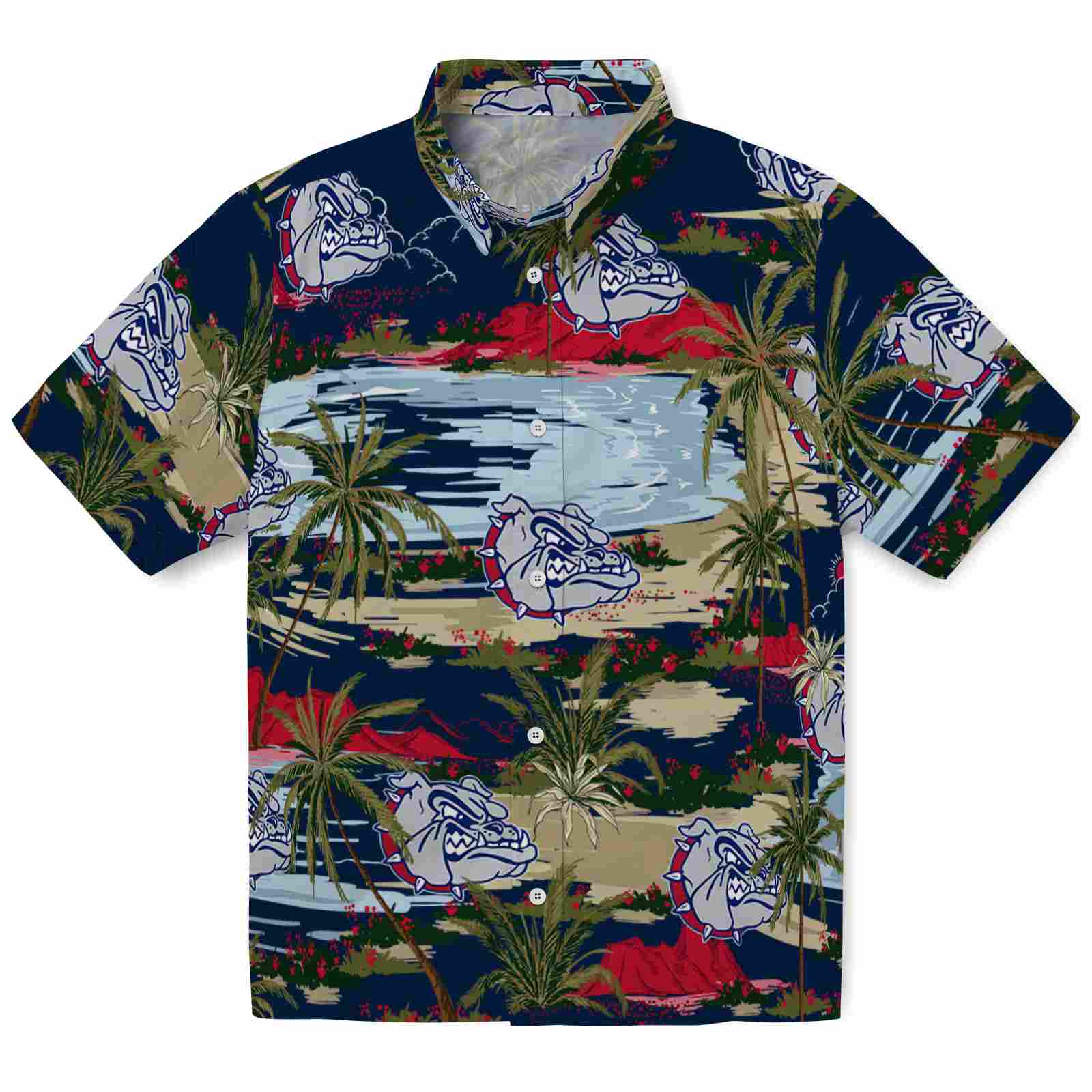 Keptsake Gonzaga Bulldogs Palm Horizon Blue Premium Hawaiian Shirt