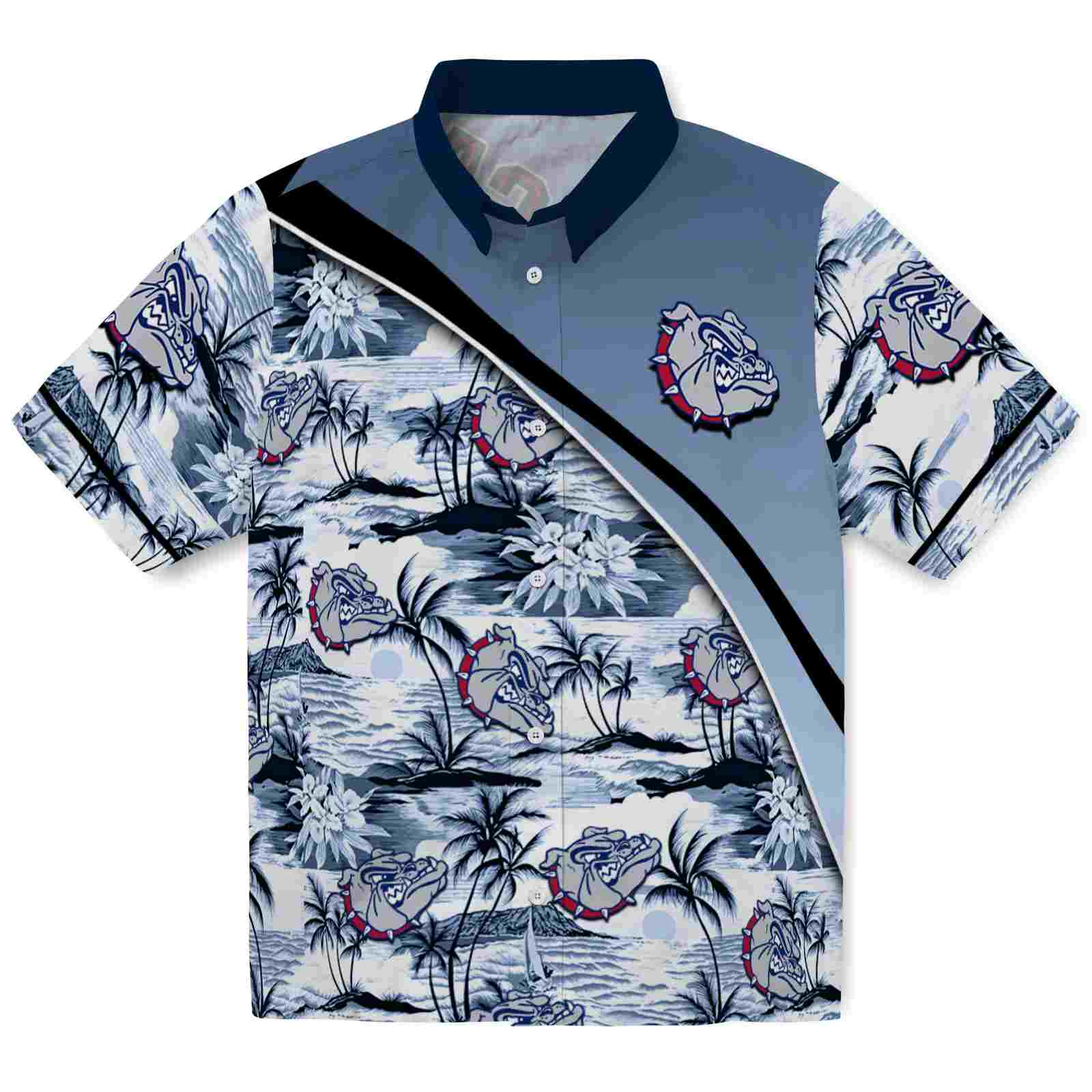 Keptsake Gonzaga Bulldogs Sunset Palms Blue White Premium Hawaiian Shirt