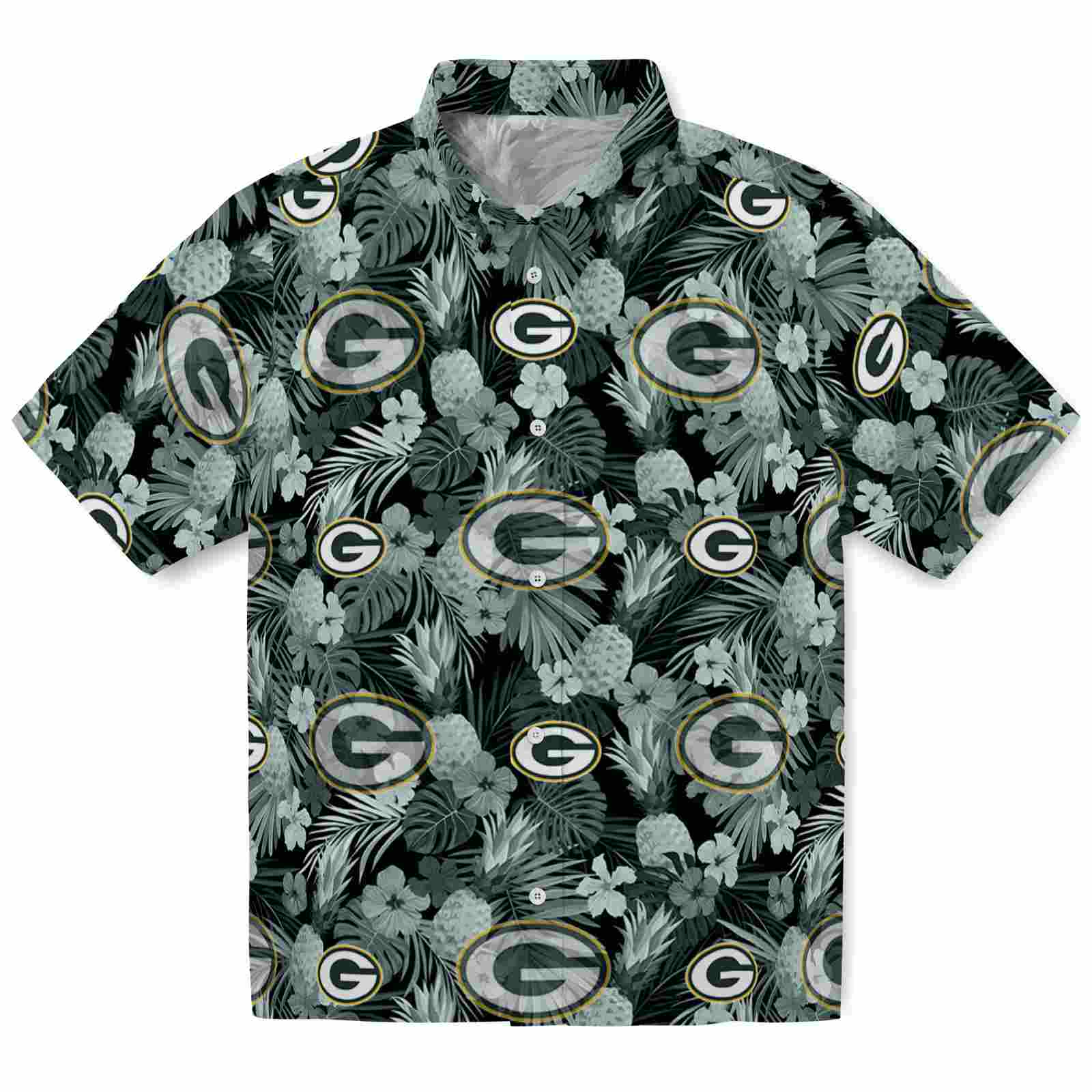 Keptsake Green Bay Packers Floral Pineapple Green Premium Hawaiian Shirt