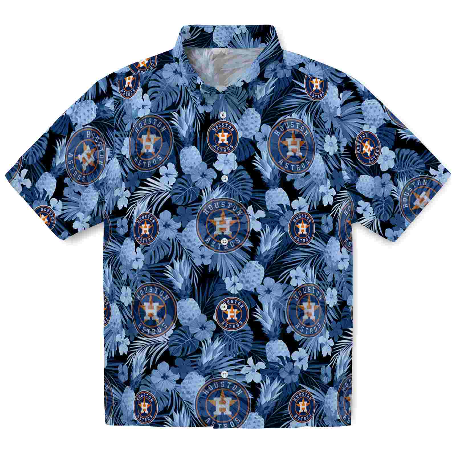Keptsake Houston Astros Floral Pineapple Blue Premium Hawaiian Shirt