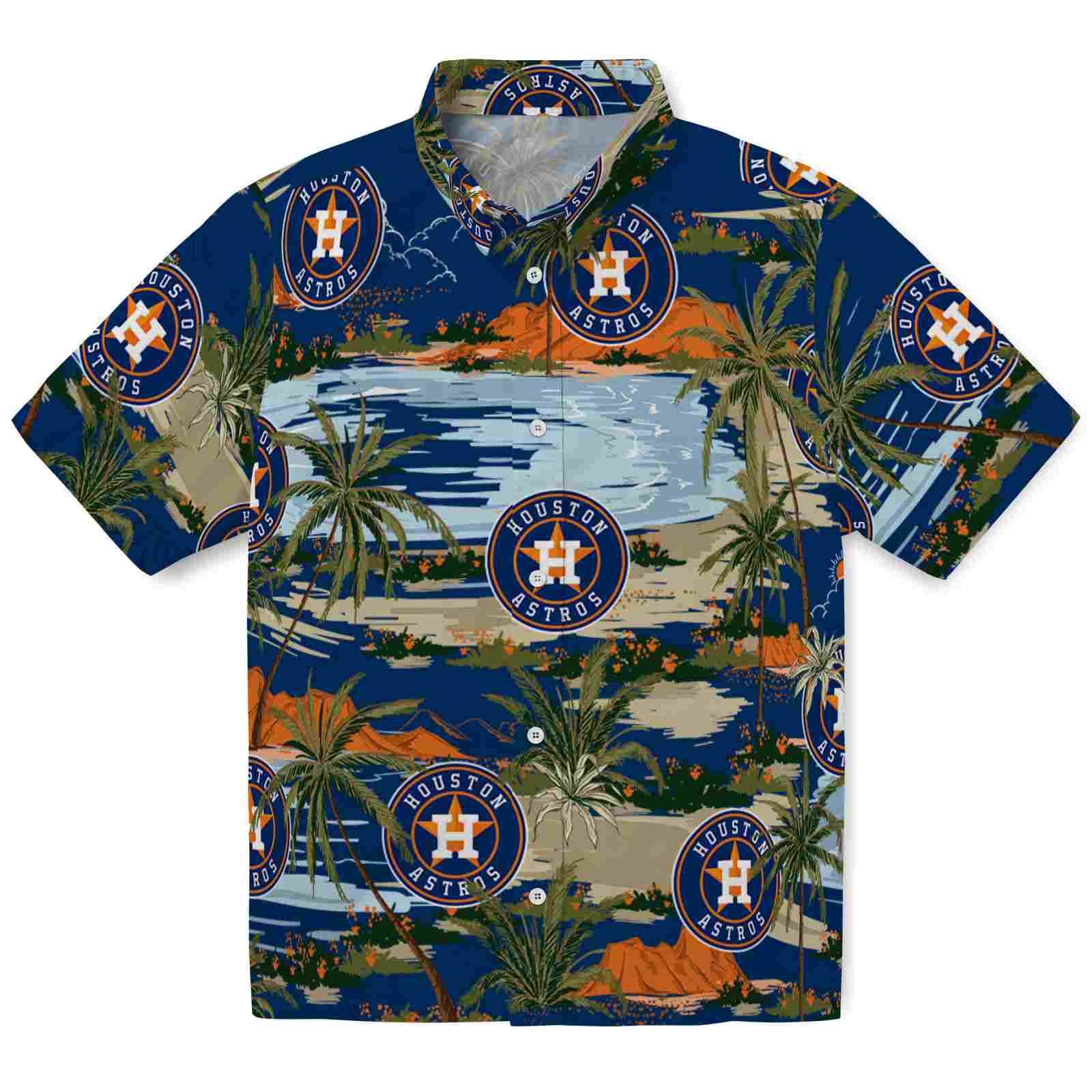 Keptsake Houston Astros Palm Horizon Blue Premium Hawaiian Shirt