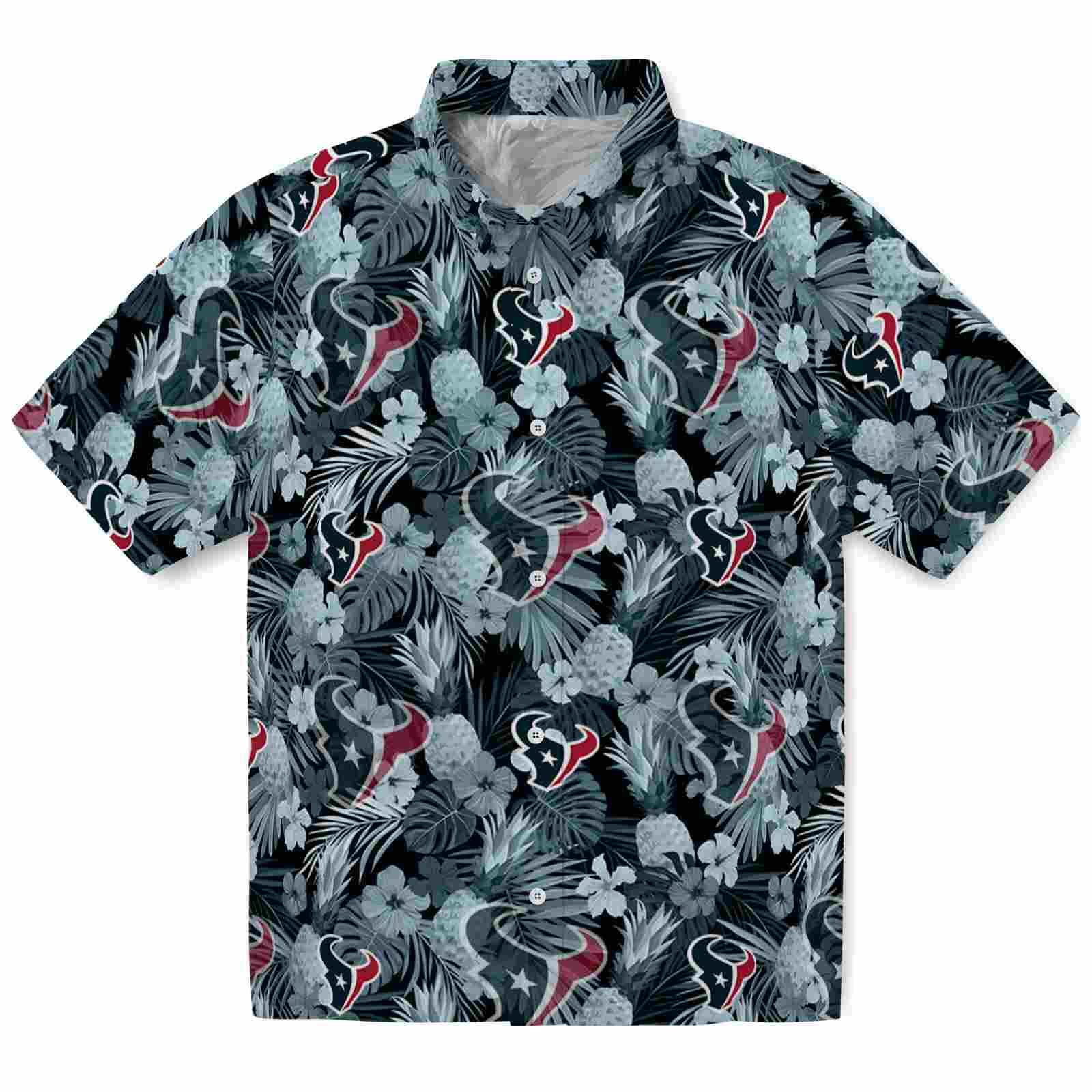 Keptsake Houston Texans Floral Pineapple Blue Premium Hawaiian Shirt
