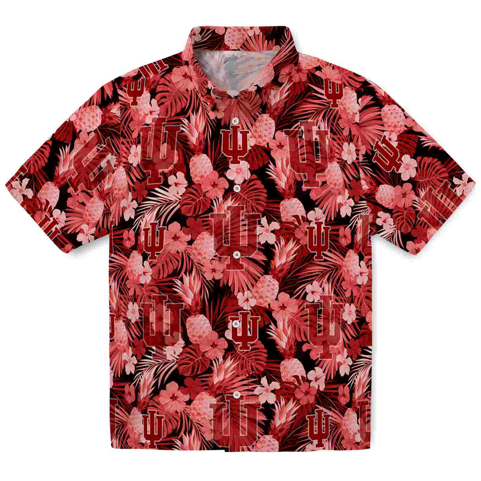 Keptsake Indiana Hoosiers Floral Pineapple Red Premium Hawaiian Shirt