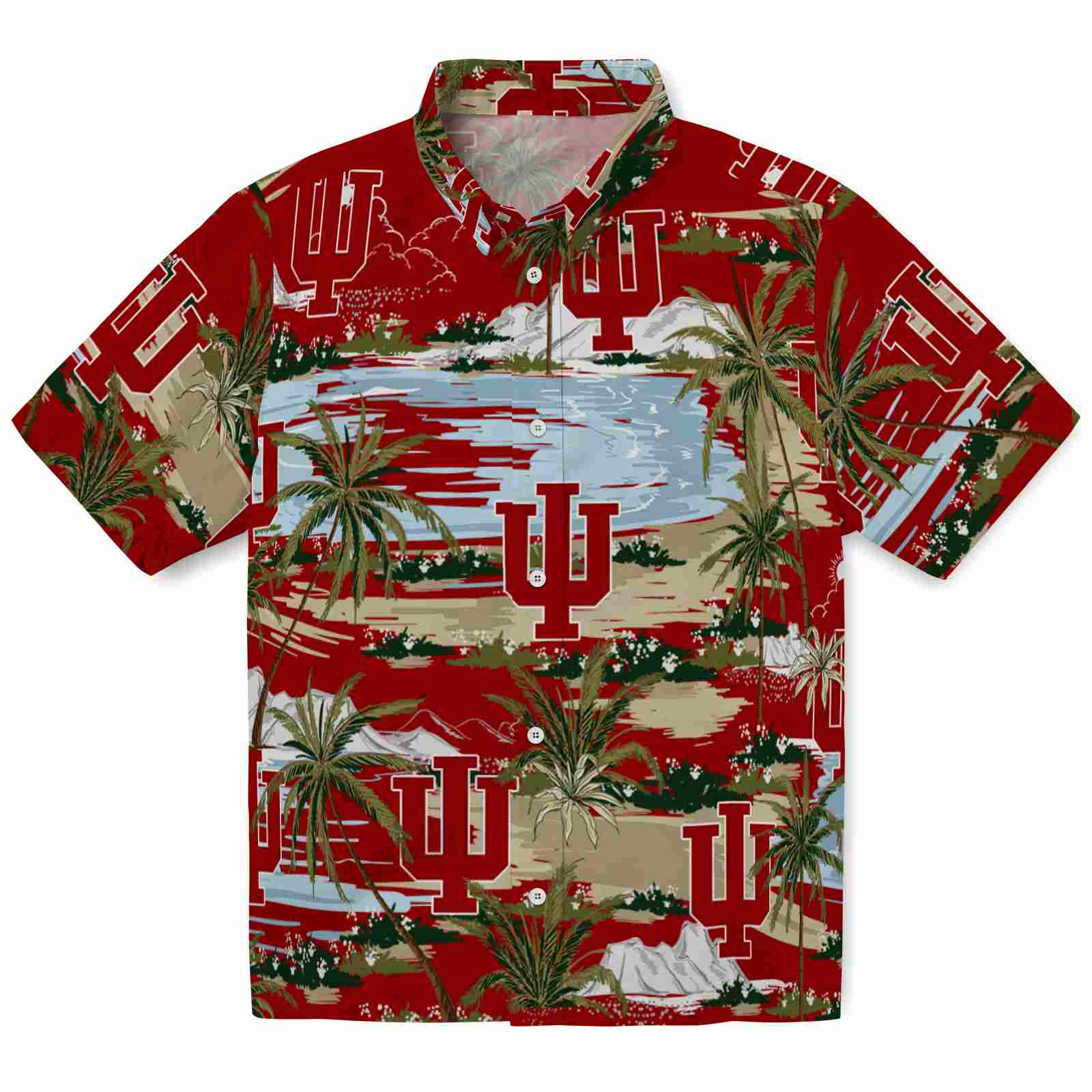 Keptsake Indiana Hoosiers Palm Horizon Red Premium Hawaiian Shirt