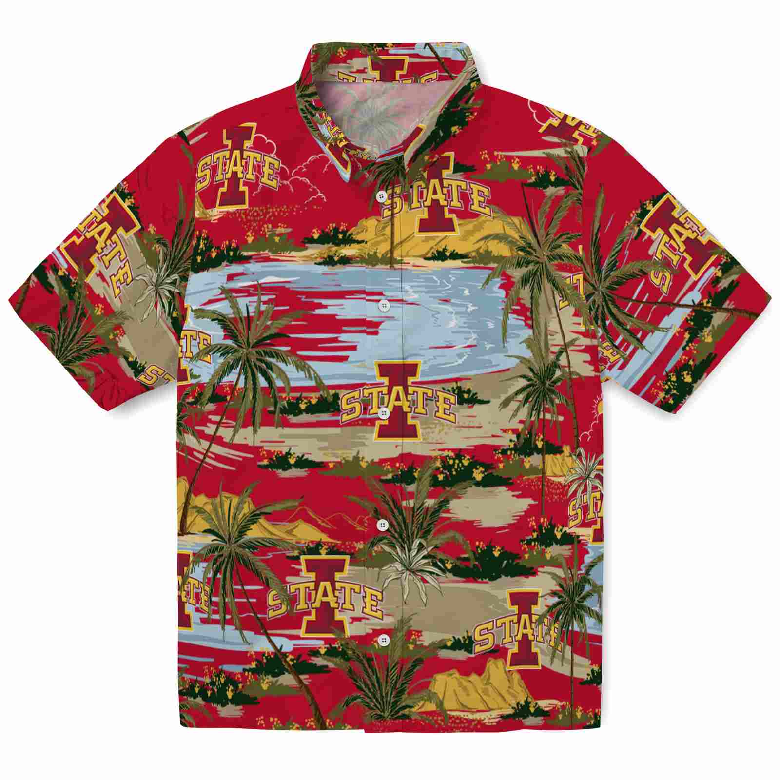 Keptsake Iowa State Cyclones Palm Horizon Red Premium Hawaiian Shirt