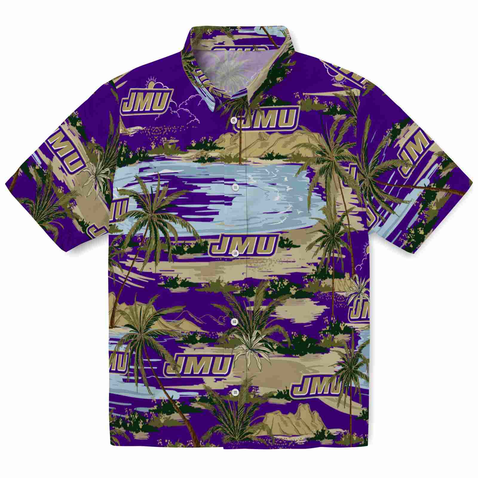 Keptsake James Madison Dukes Palm Horizon Purple Premium Hawaiian Shirt