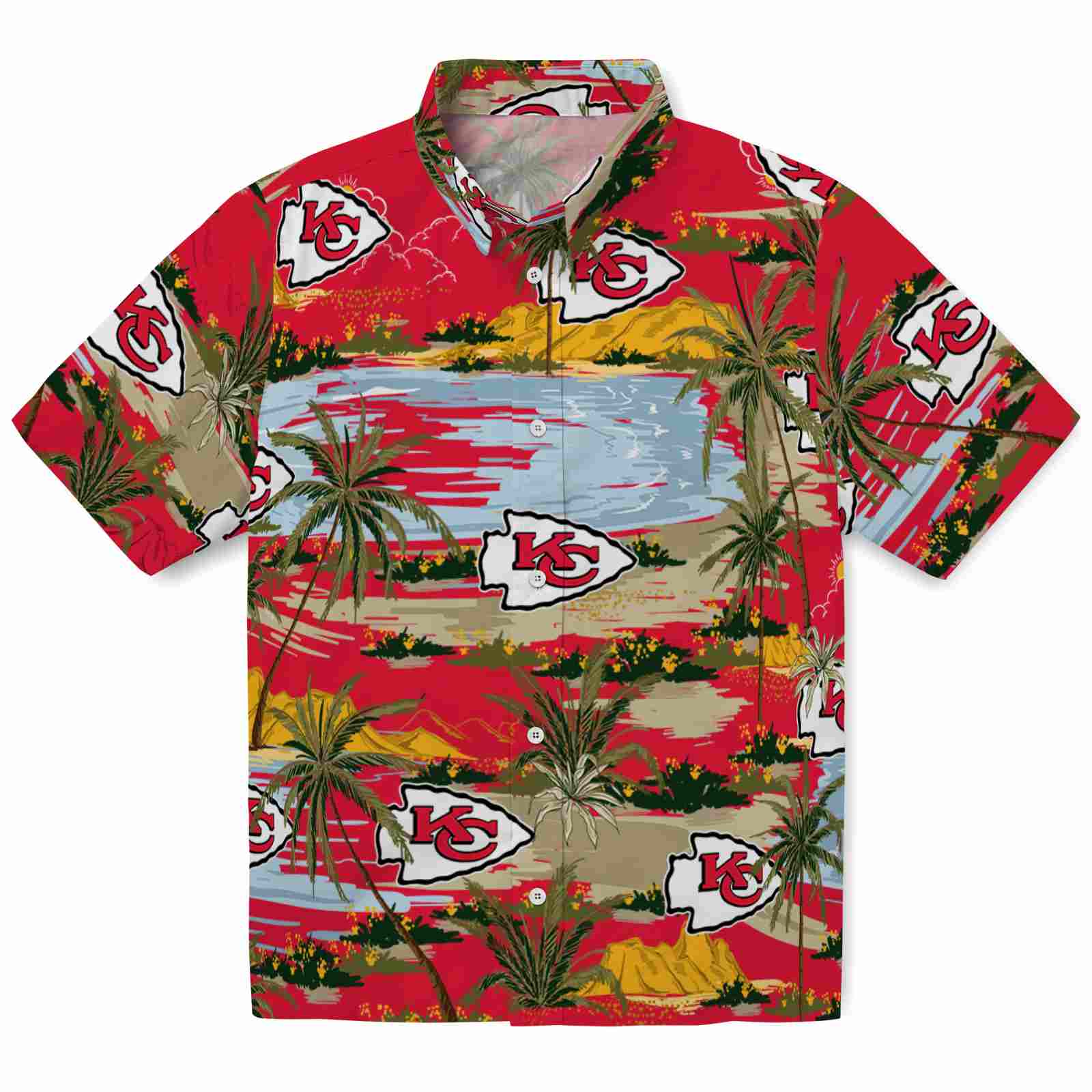 Keptsake Kansas City Chiefs Palm Horizon Red Premium Hawaiian Shirt