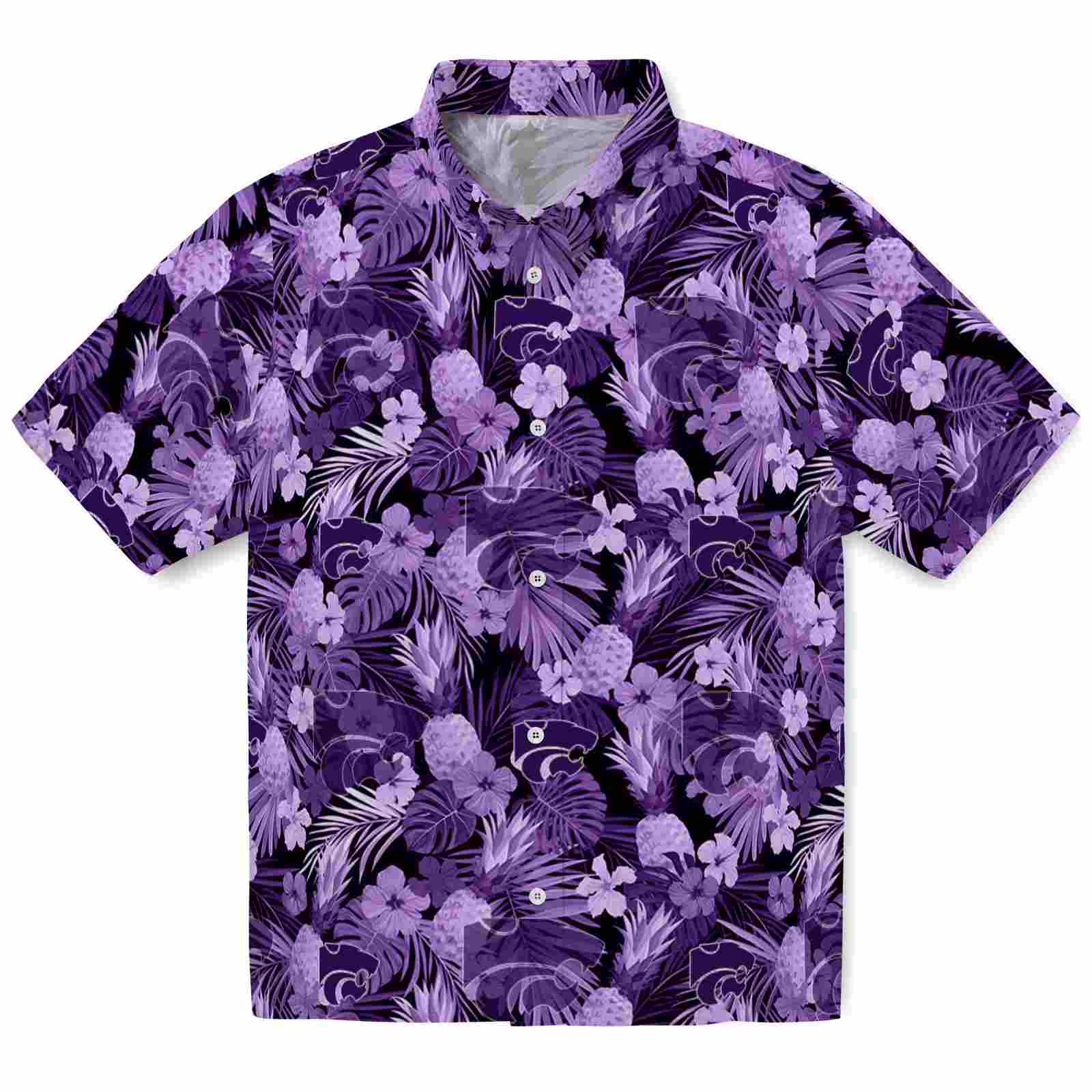 Keptsake Kansas State Wildcats Floral Pineapple Purple Premium Hawaiian Shirt