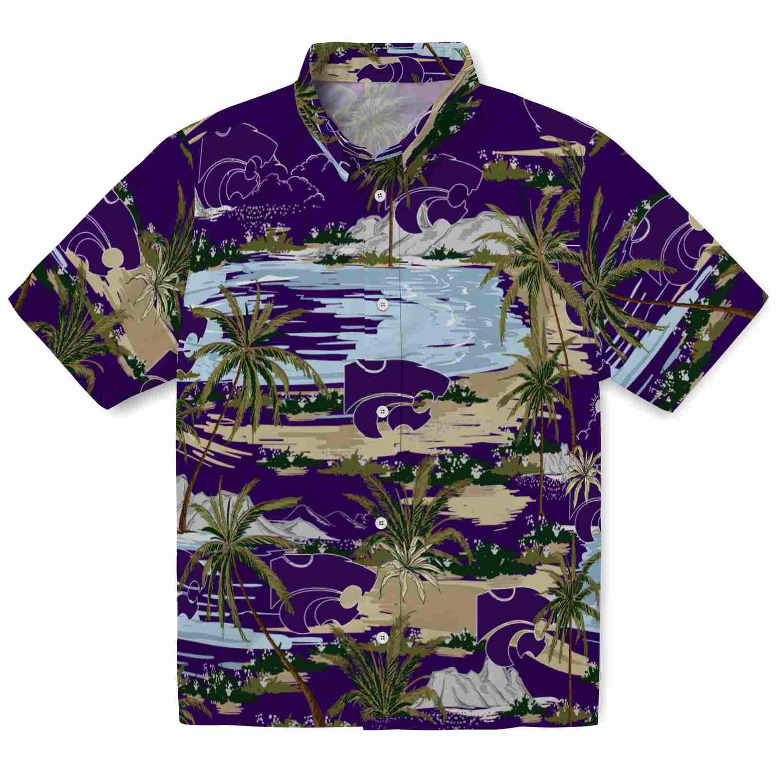 Keptsake Kansas State Wildcats Palm Horizon Purple Premium Hawaiian Shirt