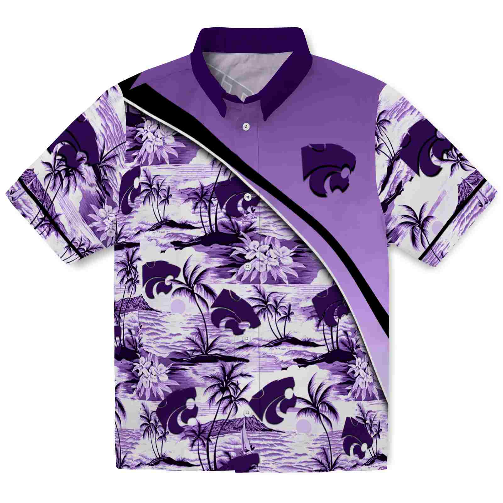 Keptsake Kansas State Wildcats Sunset Palms Purple White Premium Hawaiian Shirt