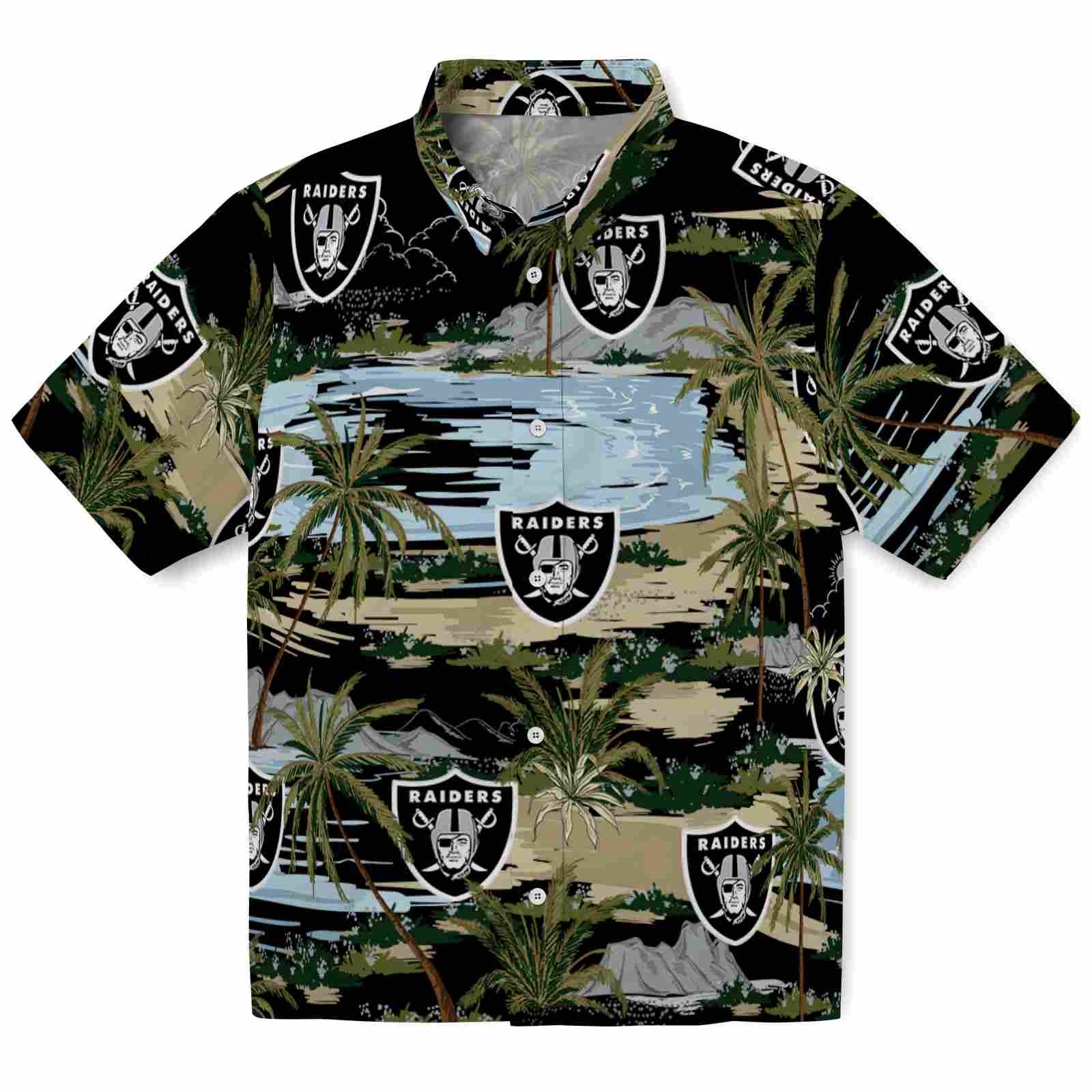 Keptsake Las Vegas Raiders Palm Horizon Black Premium Hawaiian Shirt
