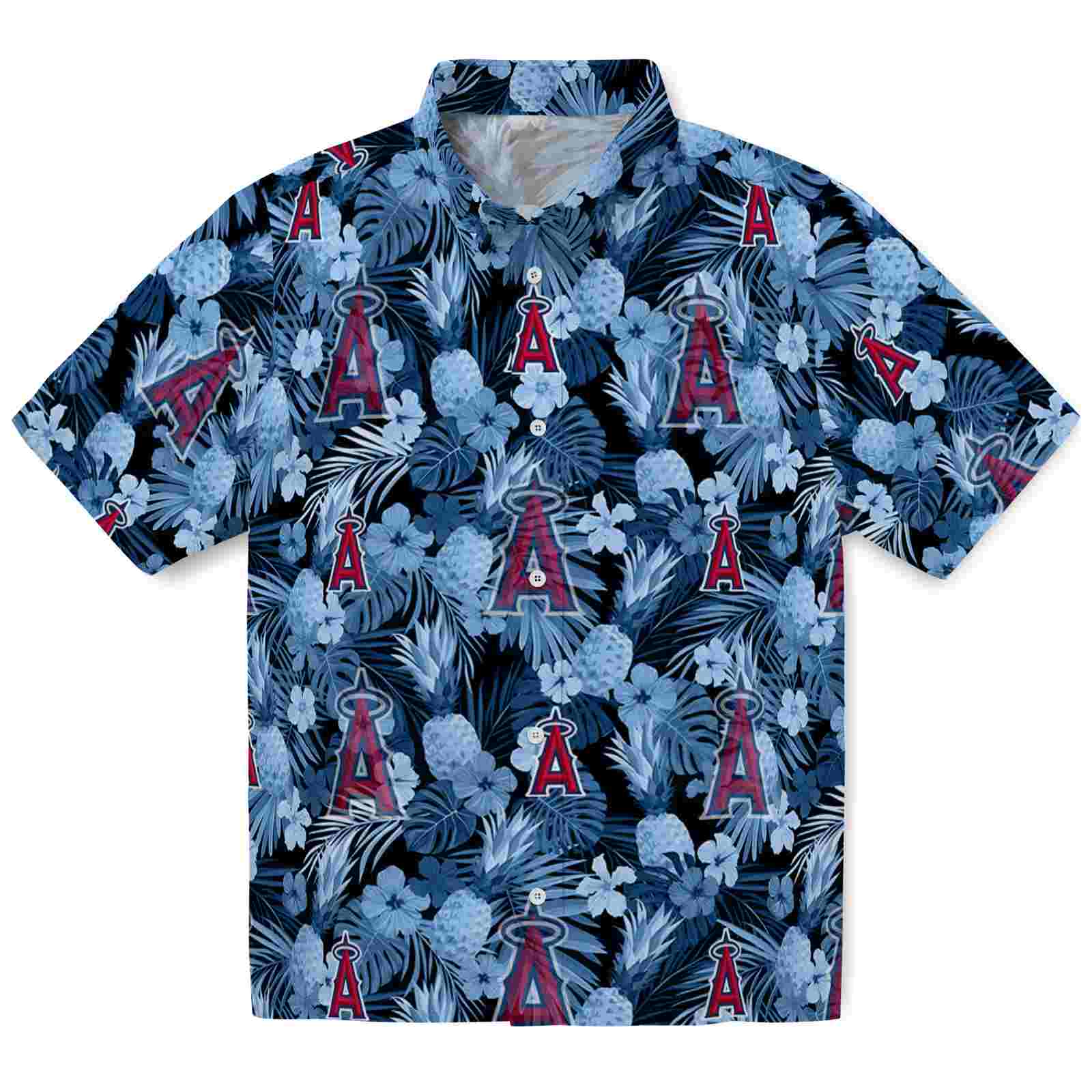 Keptsake Los Angeles Angels Floral Pineapple Blue Premium Hawaiian Shirt