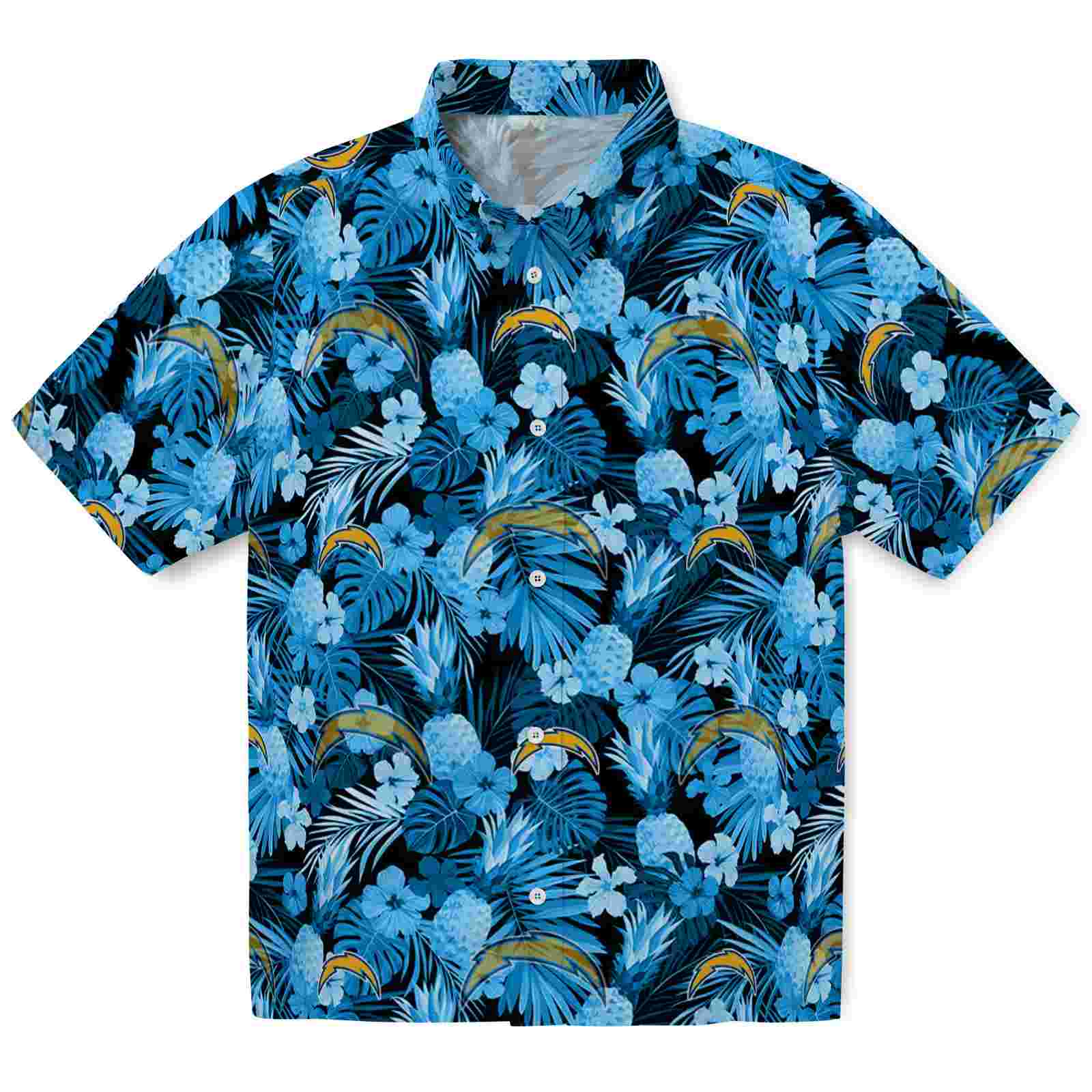 Keptsake Los Angeles Chargers Floral Pineapple Blue Premium Hawaiian Shirt