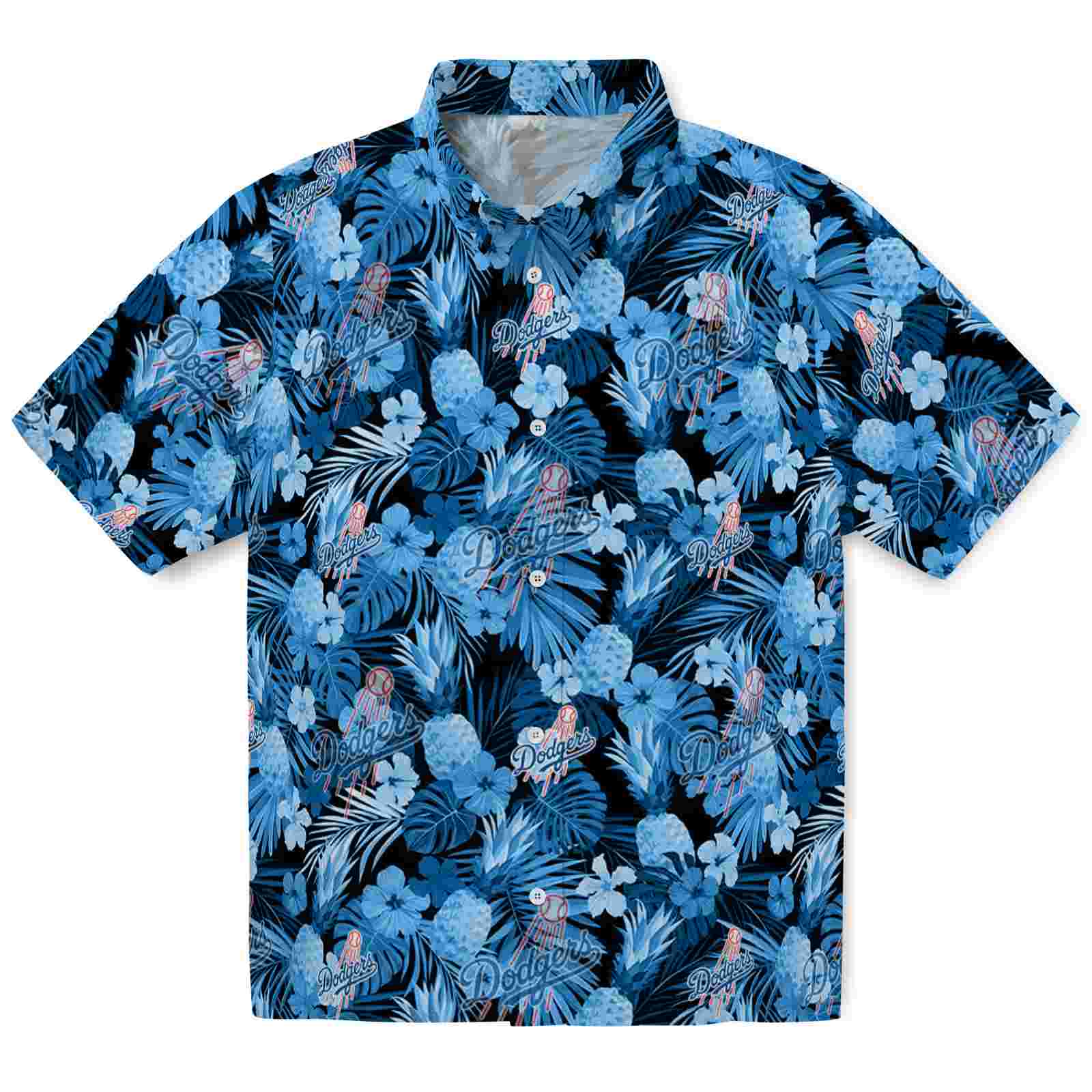 Keptsake Los Angeles Dodgers Floral Pineapple Blue Premium Hawaiian Shirt