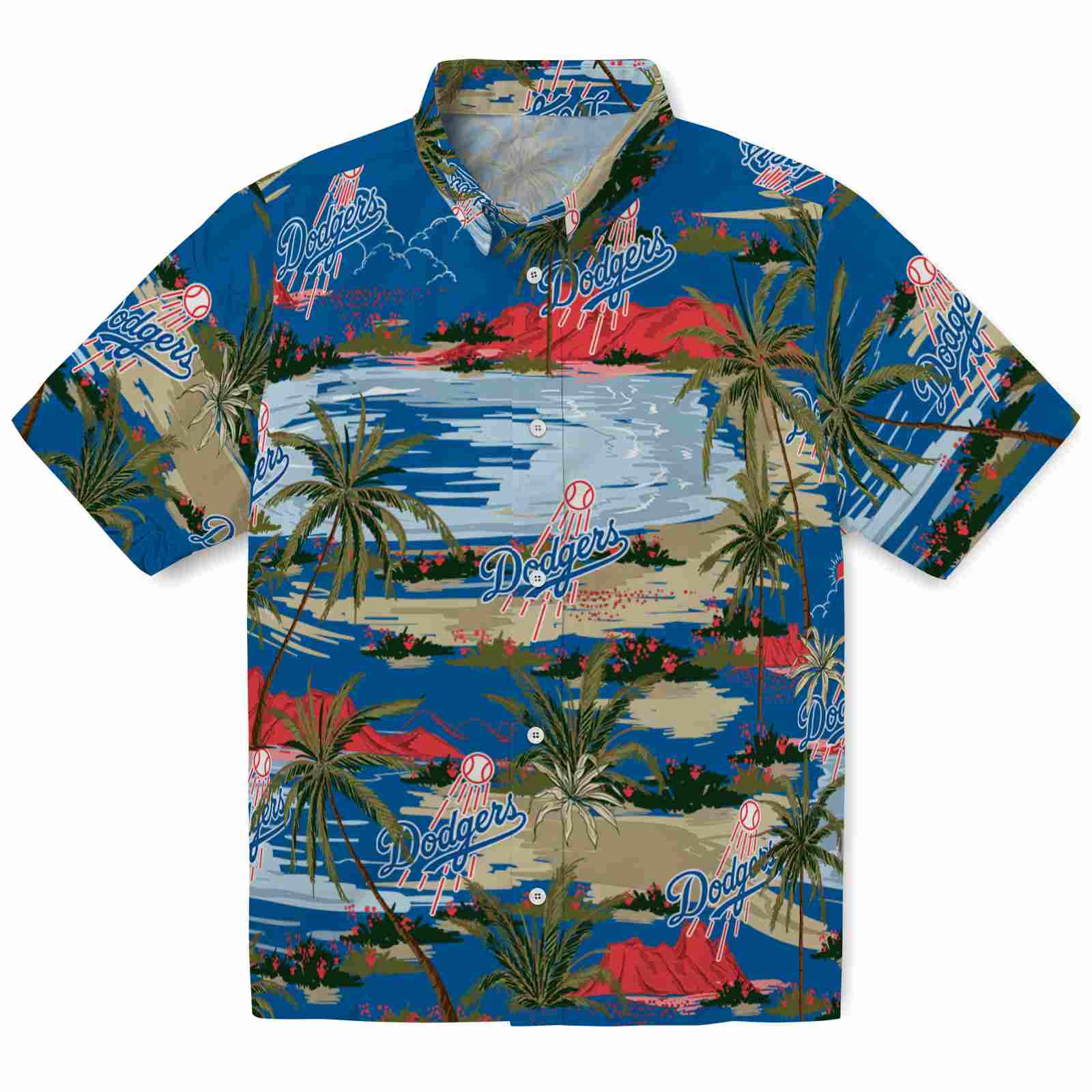Keptsake Los Angeles Dodgers Palm Horizon Blue Premium Hawaiian Shirt
