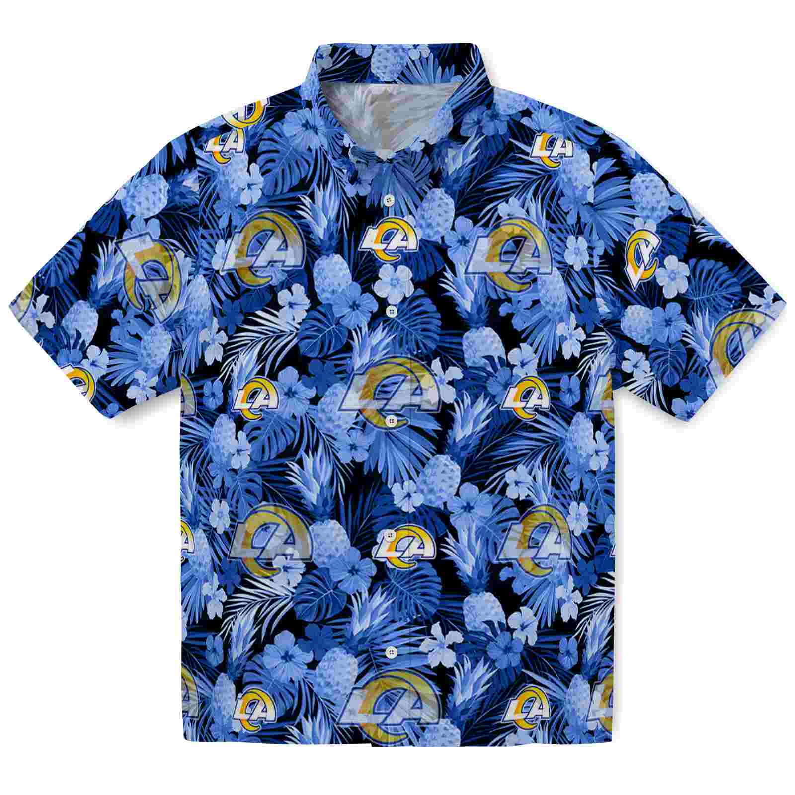 Keptsake Los Angeles Rams Floral Pineapple Blue Premium Hawaiian Shirt