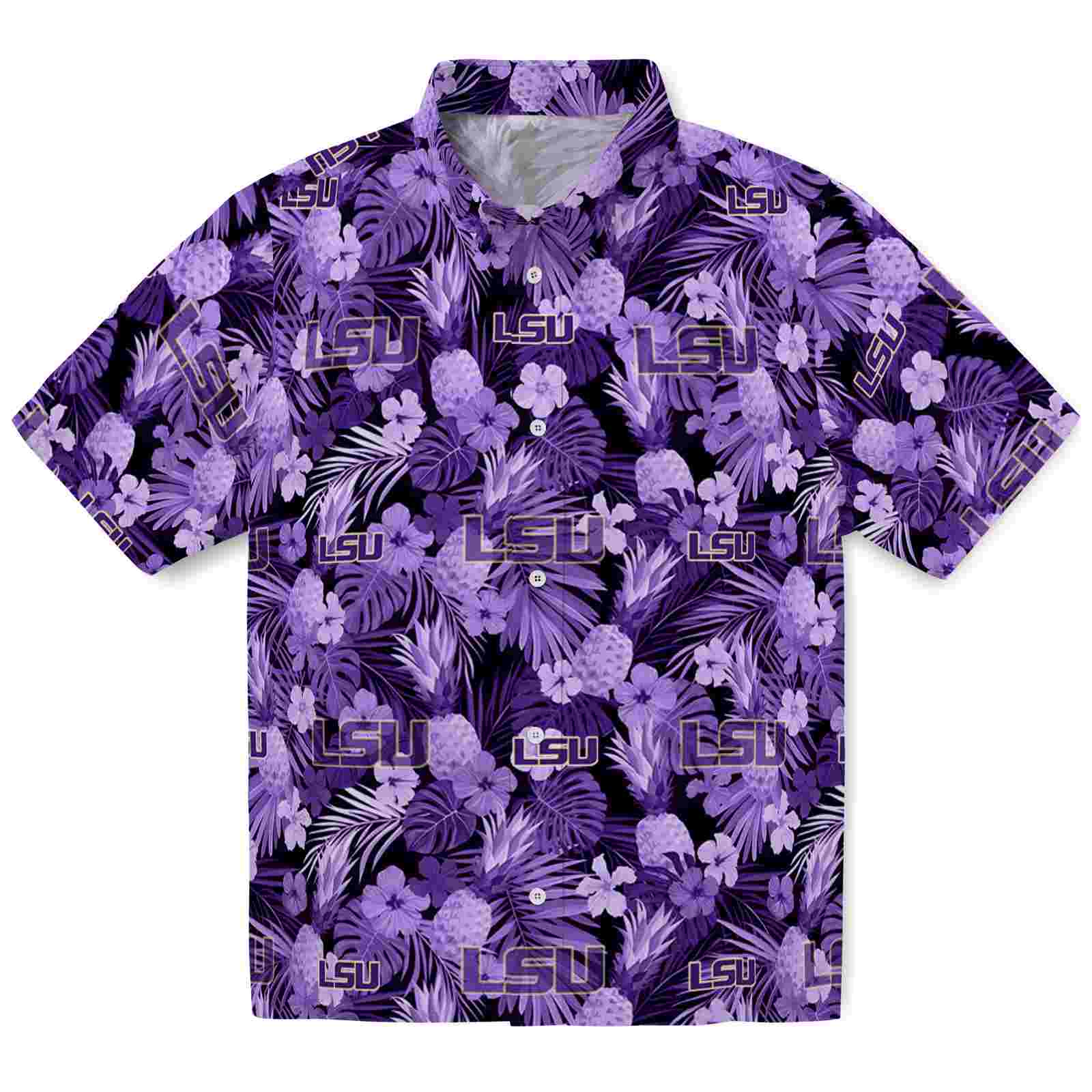Keptsake LSU Tigers Floral Pineapple Purple Premium Hawaiian Shirt