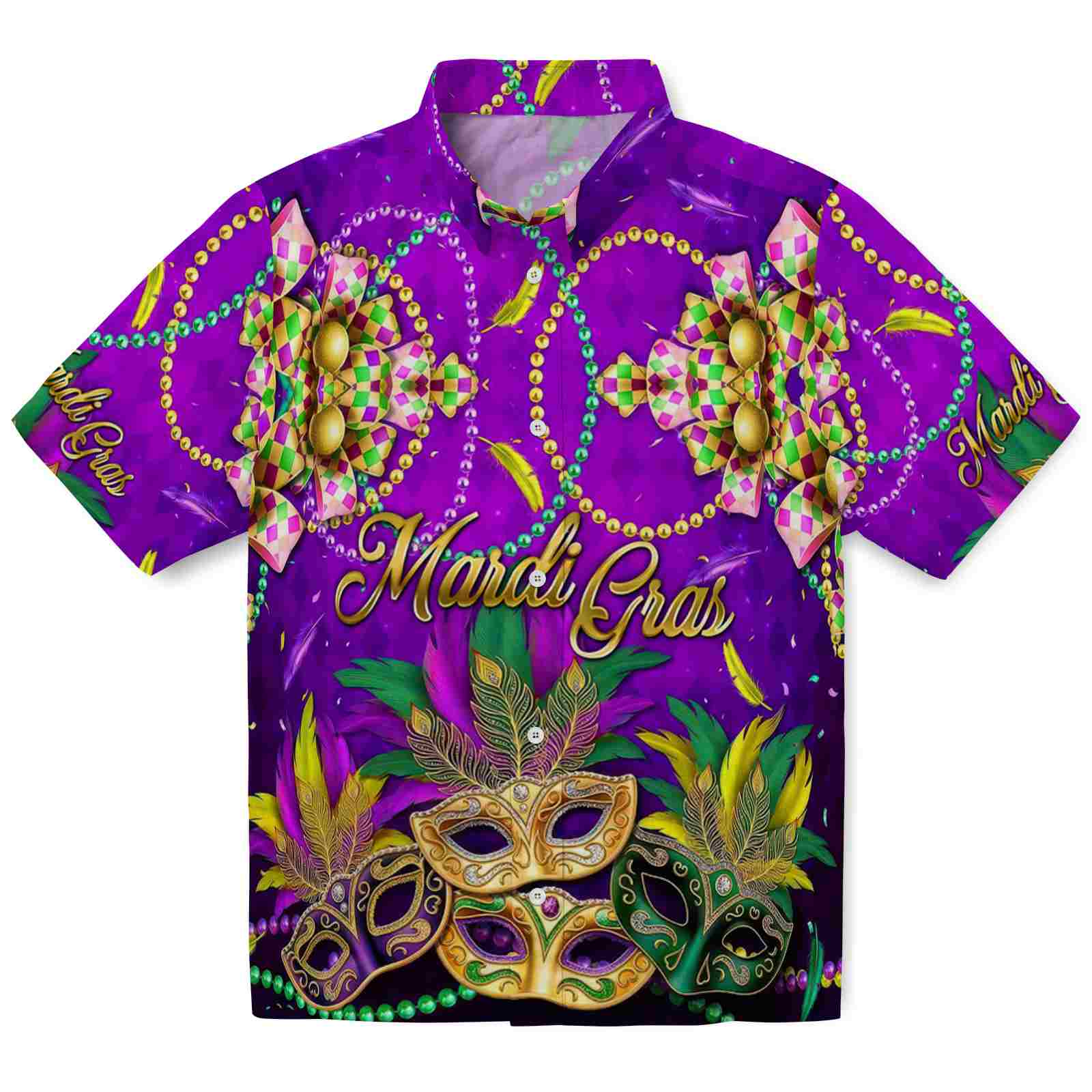 Keptsake Mardi Gras Beads Mask Premium Hawaiian Shirt