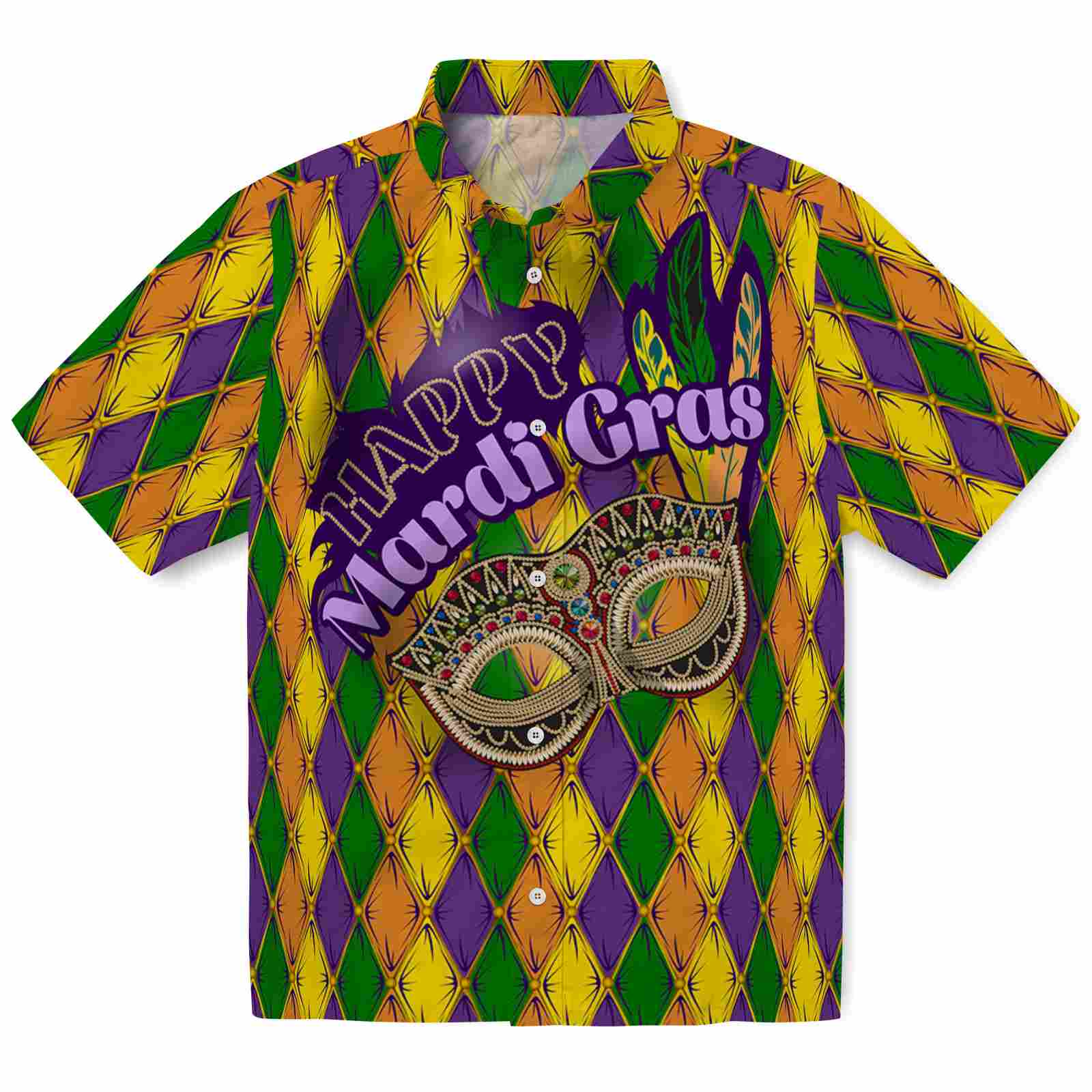 Keptsake Mardi Gras Diamond Mask Premium Hawaiian Shirt