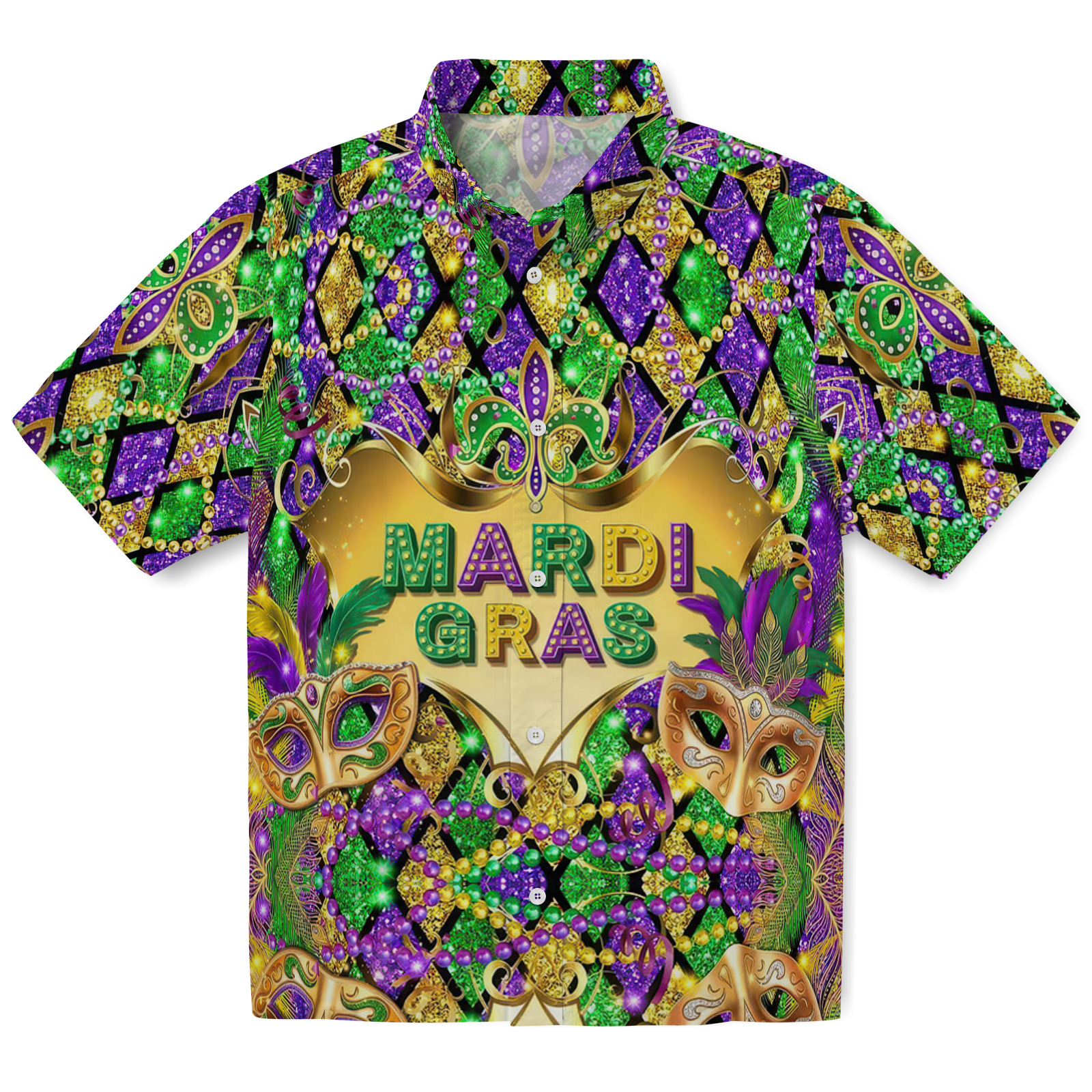 Keptsake Mardi Gras Harlequin Premium Hawaiian Shirt