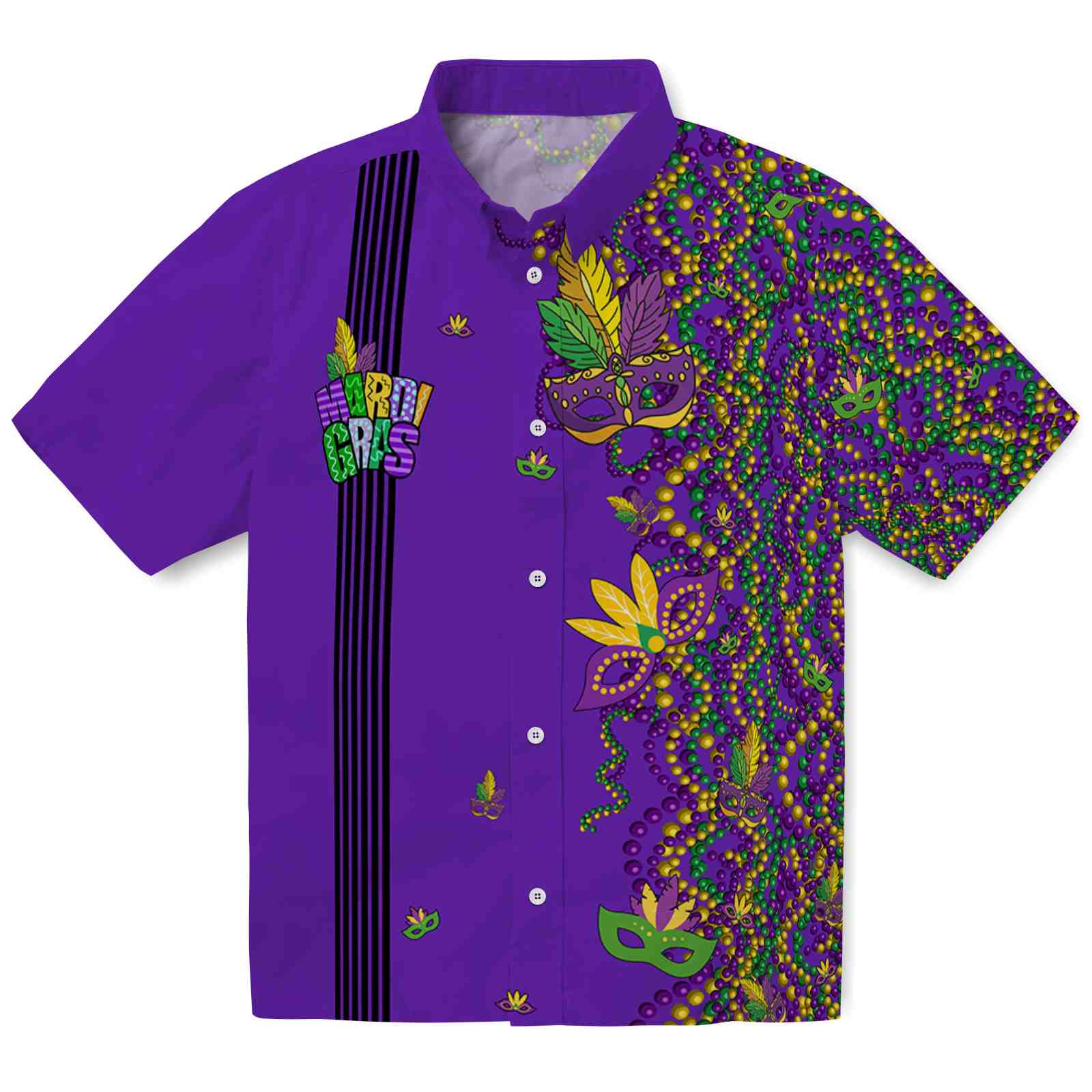 Keptsake Mardi Gras Mask Beads Premium Hawaiian Shirt