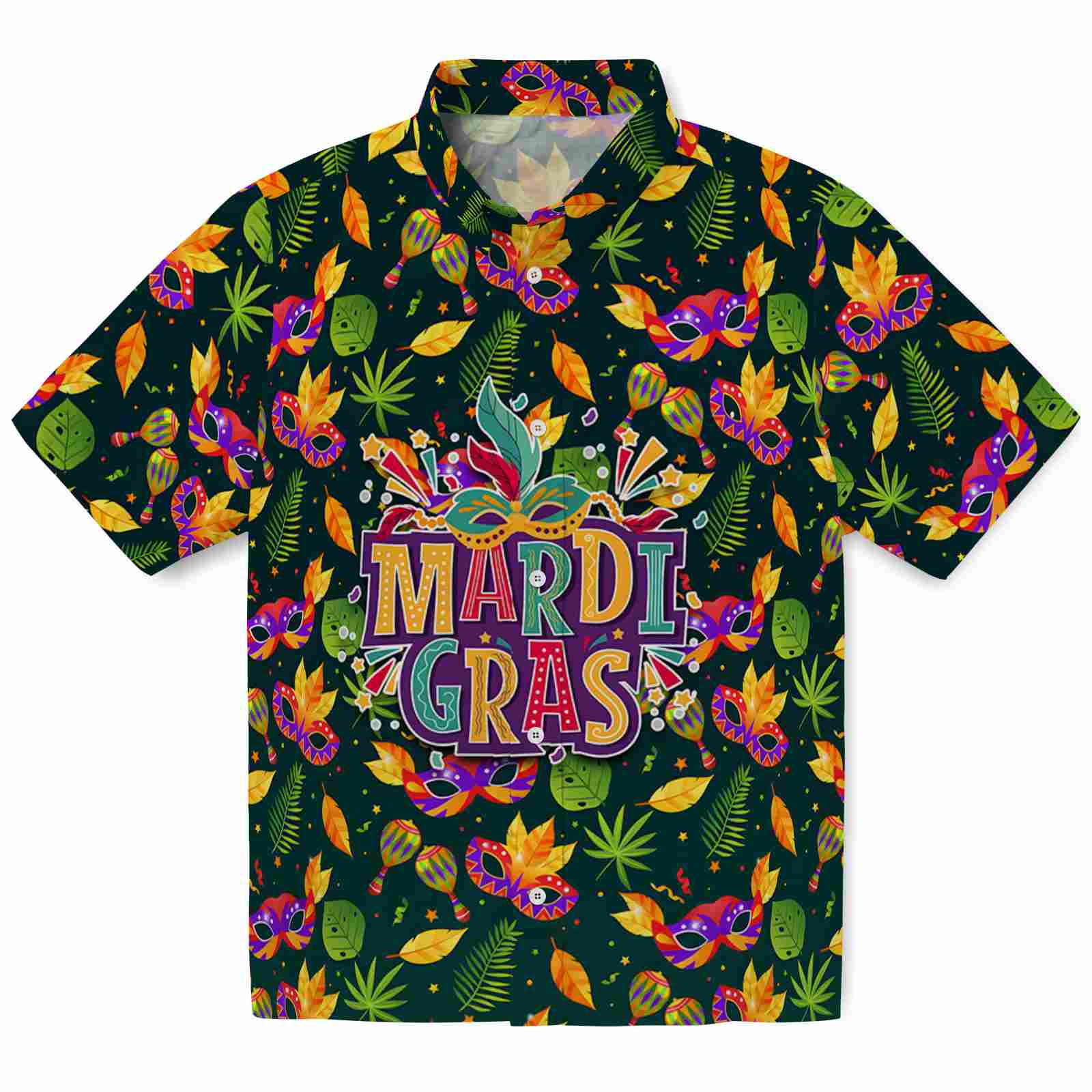Keptsake Mardi Gras Mask Leaves Premium Hawaiian Shirt
