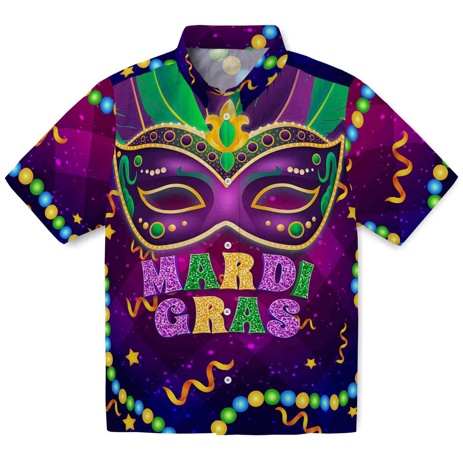 Keptsake Mardi Gras Mask Pattern Premium Hawaiian Shirt