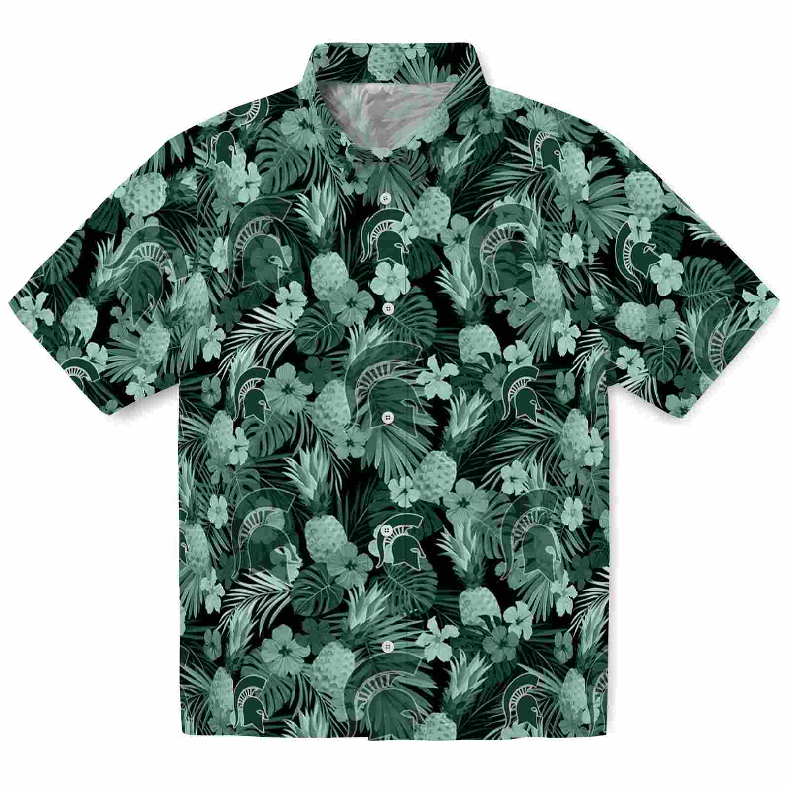 Keptsake Michigan State Spartans Floral Pineapple Green Premium Hawaiian Shirt