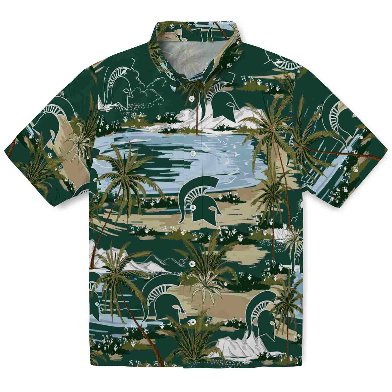 Keptsake Michigan State Spartans Palm Horizon Green Premium Hawaiian Shirt