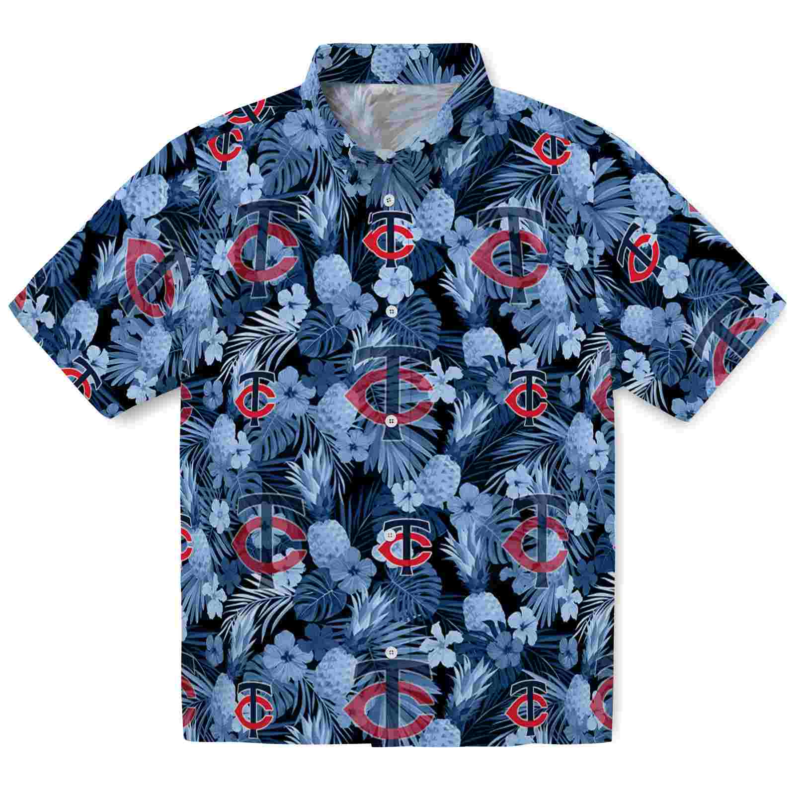 Keptsake Minnesota Twins Floral Pineapple Navy Premium Hawaiian Shirt