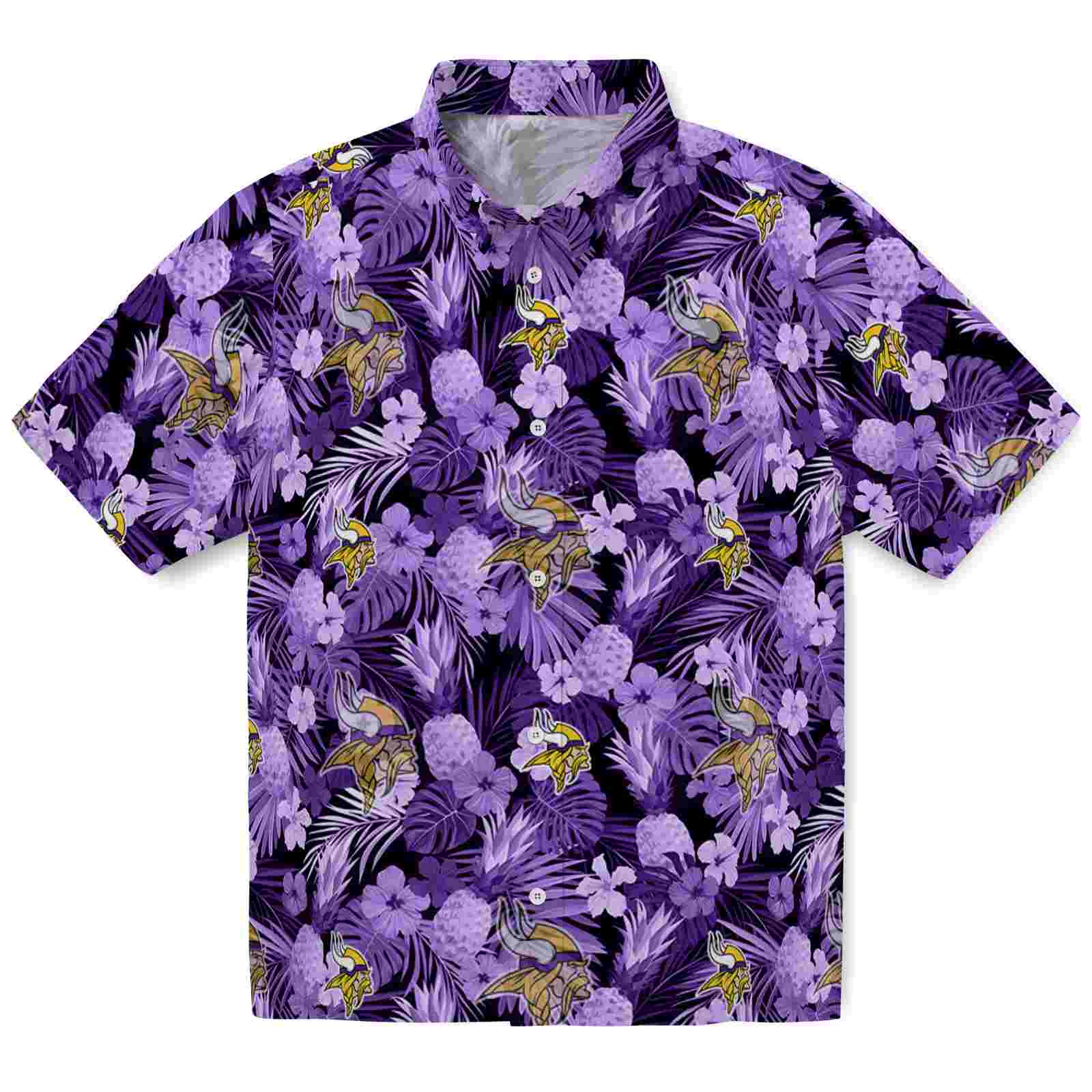 Keptsake Minnesota Vikings Floral Pineapple Purple Premium Hawaiian Shirt