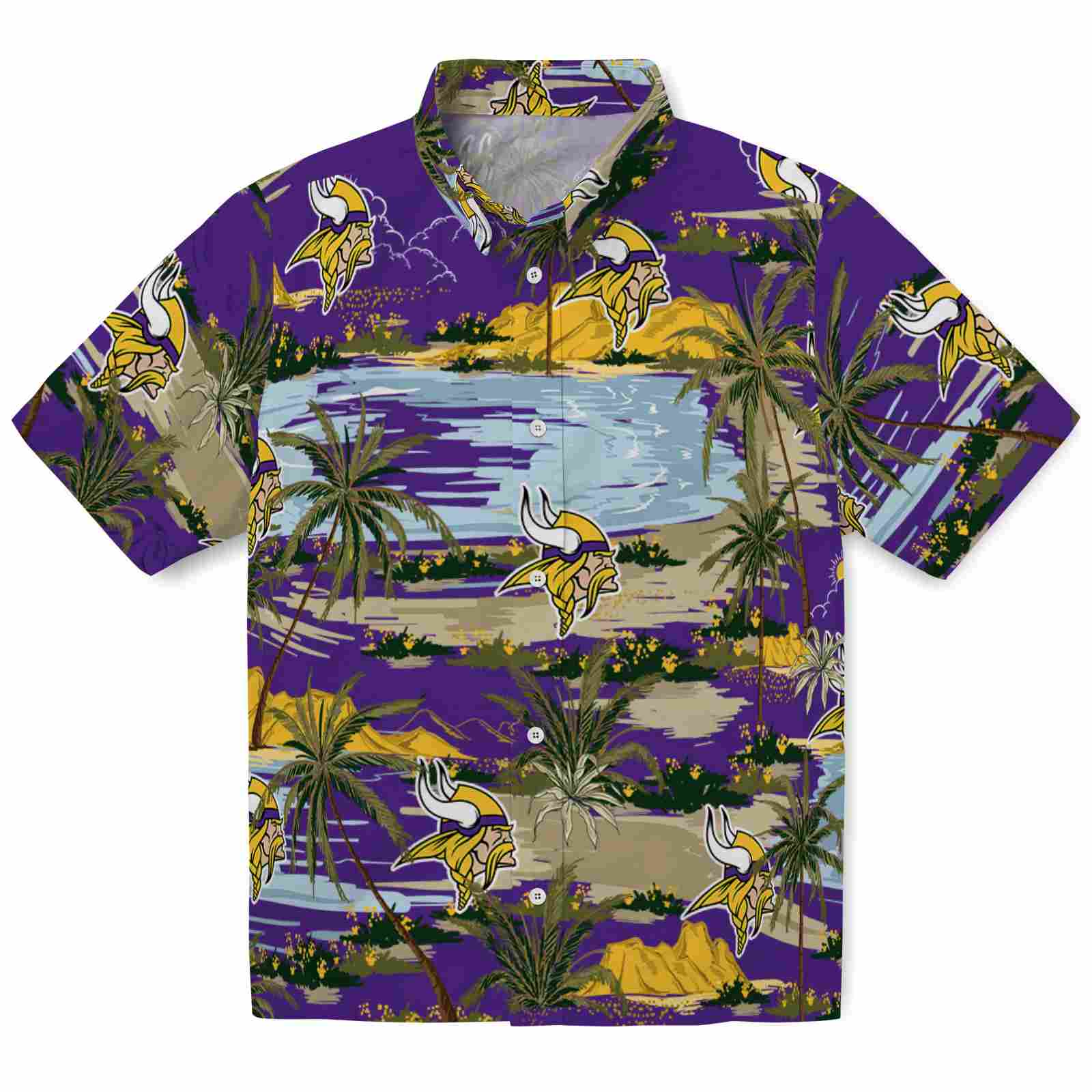 Keptsake Minnesota Vikings Palm Horizon Purple Premium Hawaiian Shirt
